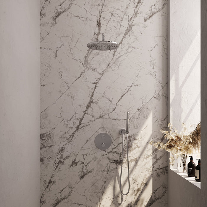 Brauer Edition inbouw regendoucheset 3-weg rond - 30cm hoofddouche - gebogen wandarm - staafhanddouche - wandhouder - chroom