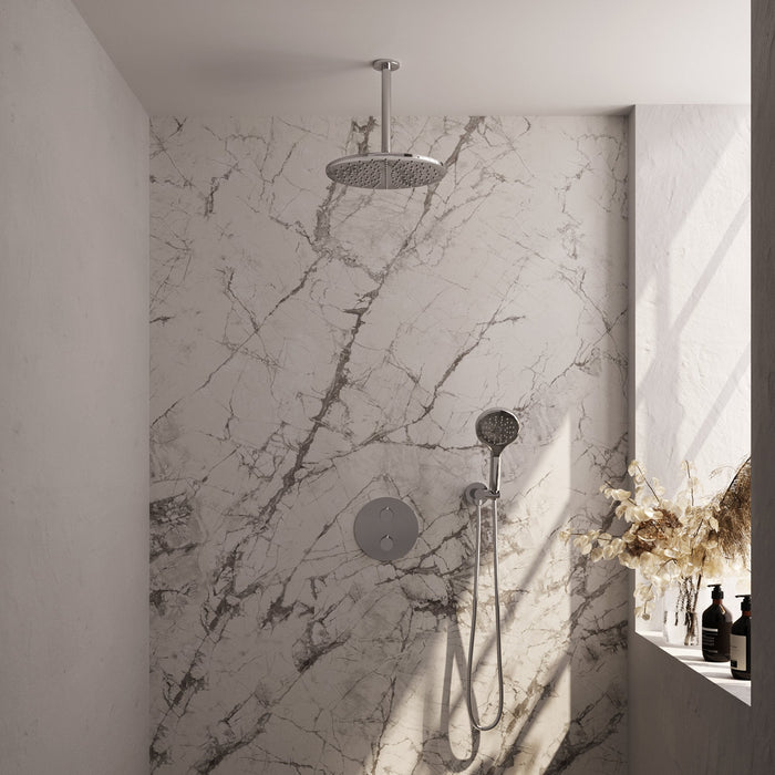 Brauer Edition inbouw regendoucheset 3-weg rond - 30cm hoofddouche - plafondarm - 3 standen handdouche - wandhouder - chroom