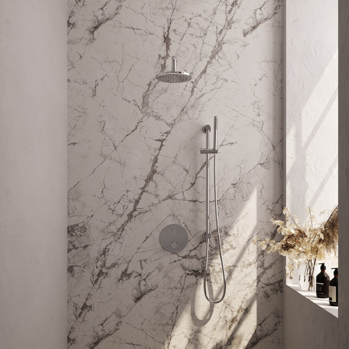 Brauer Edition inbouw regendoucheset 3-weg rond - 20cm hoofddouche - gebogen wandarm - staafhanddouche - glijstang - chroom