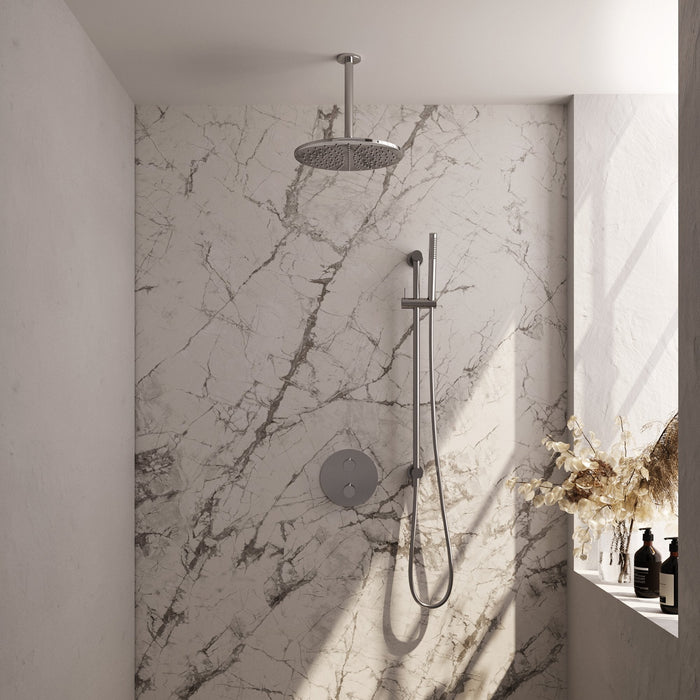 Brauer Edition inbouw regendoucheset 3-weg rond - 30cm hoofddouche - plafondarm - staafhanddouche - glijstang - chroom