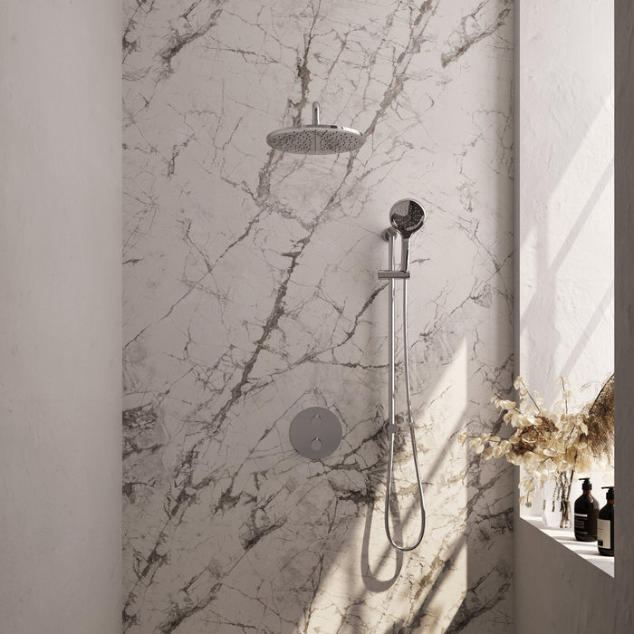 Brauer Edition inbouw regendoucheset 3-weg rond - 30cm hoofddouche - gebogen wandarm - 3 standen handdouche - glijstang - chroom