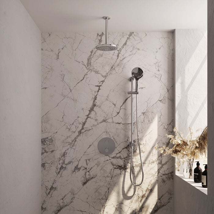 Brauer Edition inbouw regendoucheset 3-weg rond - 20cm hoofddouche - plafondarm - 3 standen handdouche - glijstang - chroom