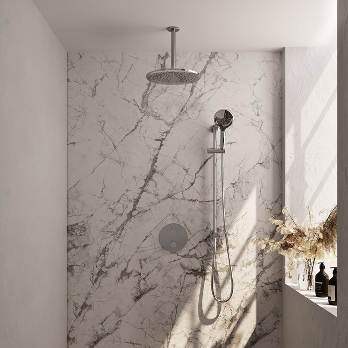 Brauer Edition inbouw regendoucheset 3-weg rond - 30cm hoofddouche - plafondarm - 3 standen handdouche - glijstang - chroom