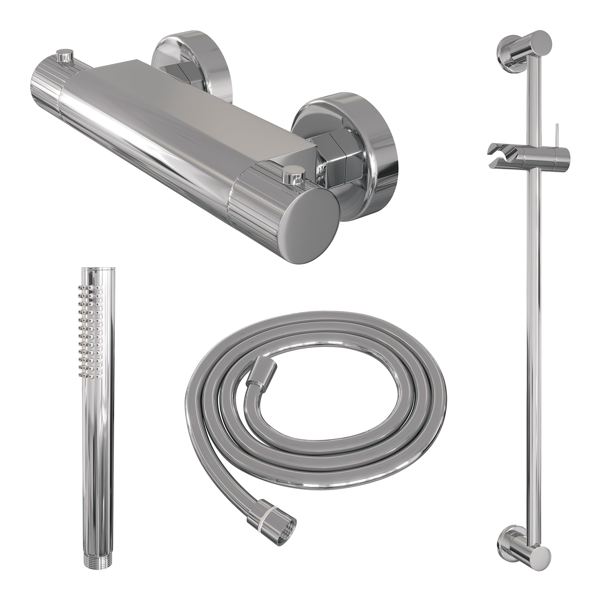 Brauer Stripe opbouw glijstangset - staafhanddouche - chroom