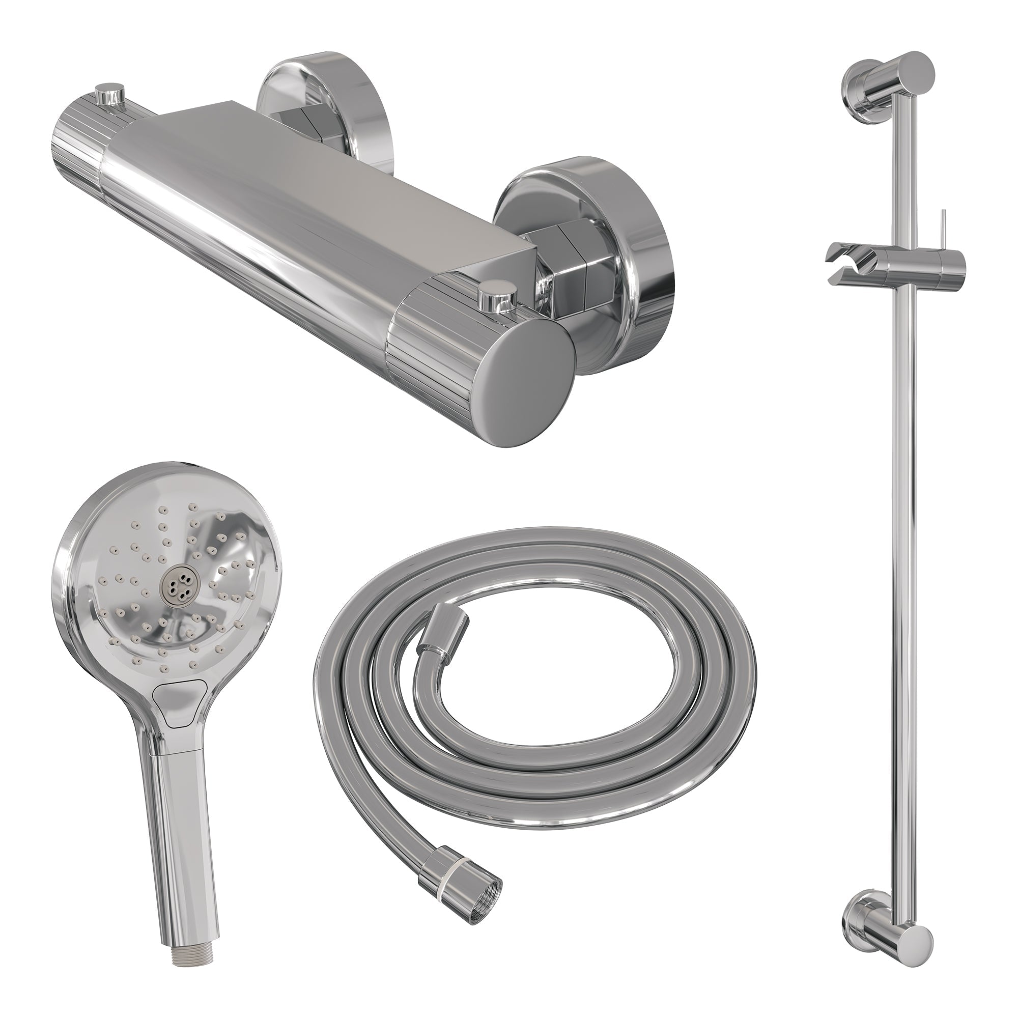 Brauer Stripe opbouw glijstangset - 3-standen handdouche - chroom