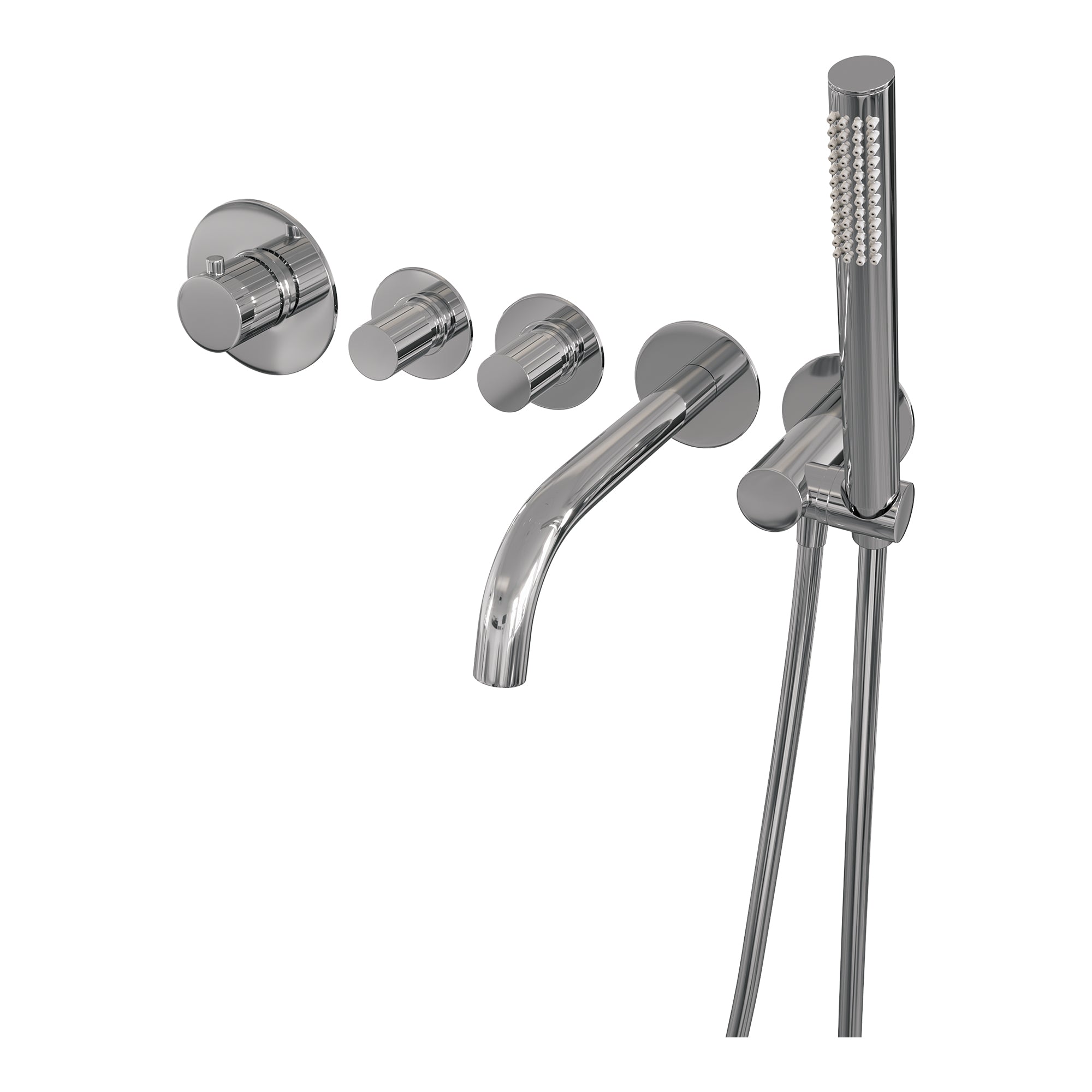 Brauer Stripe inbouw badthermostaat met uitloop - staafhanddouche - chroom