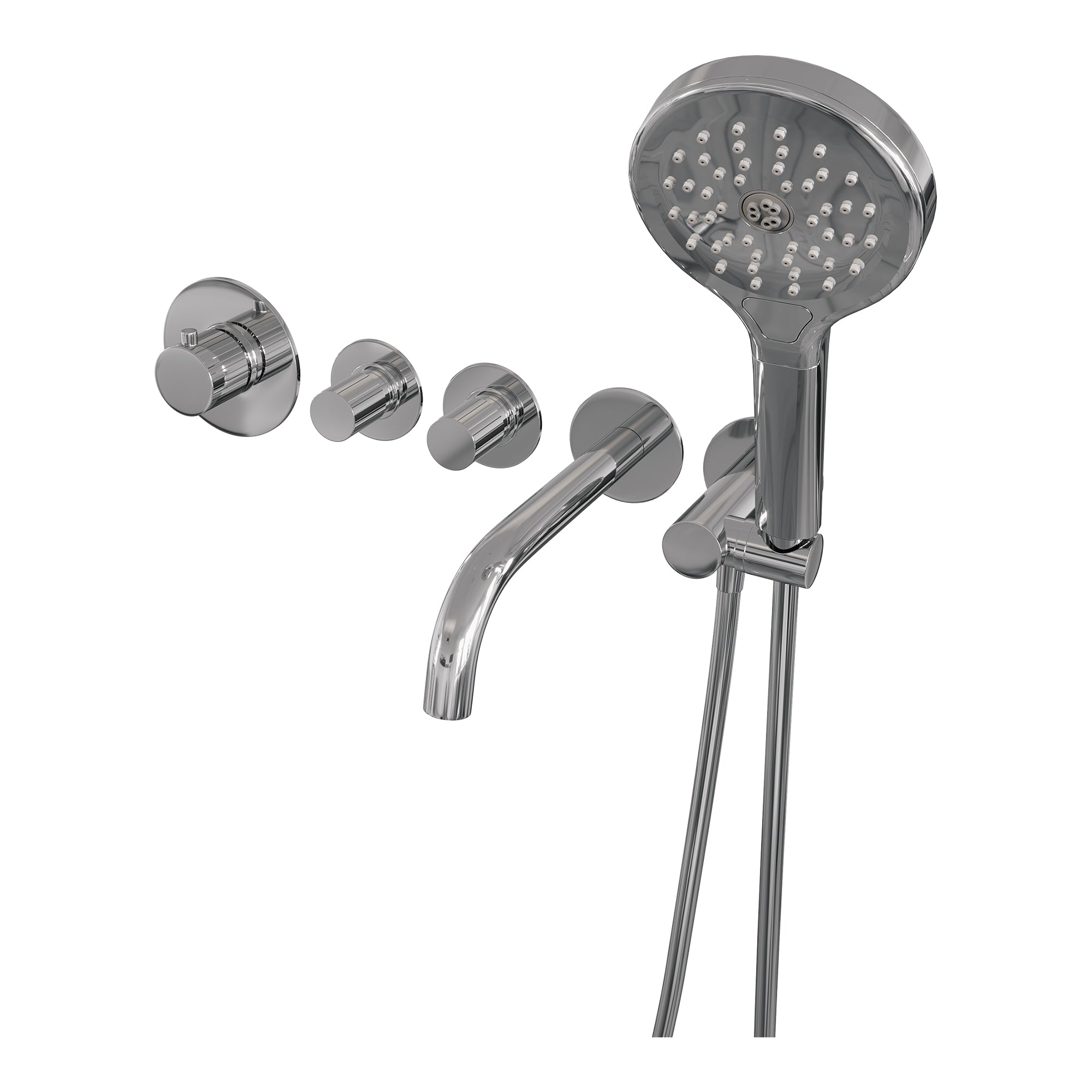 Brauer Stripe inbouw badthermostaat met uitloop - 3-standen handdouche - chroom