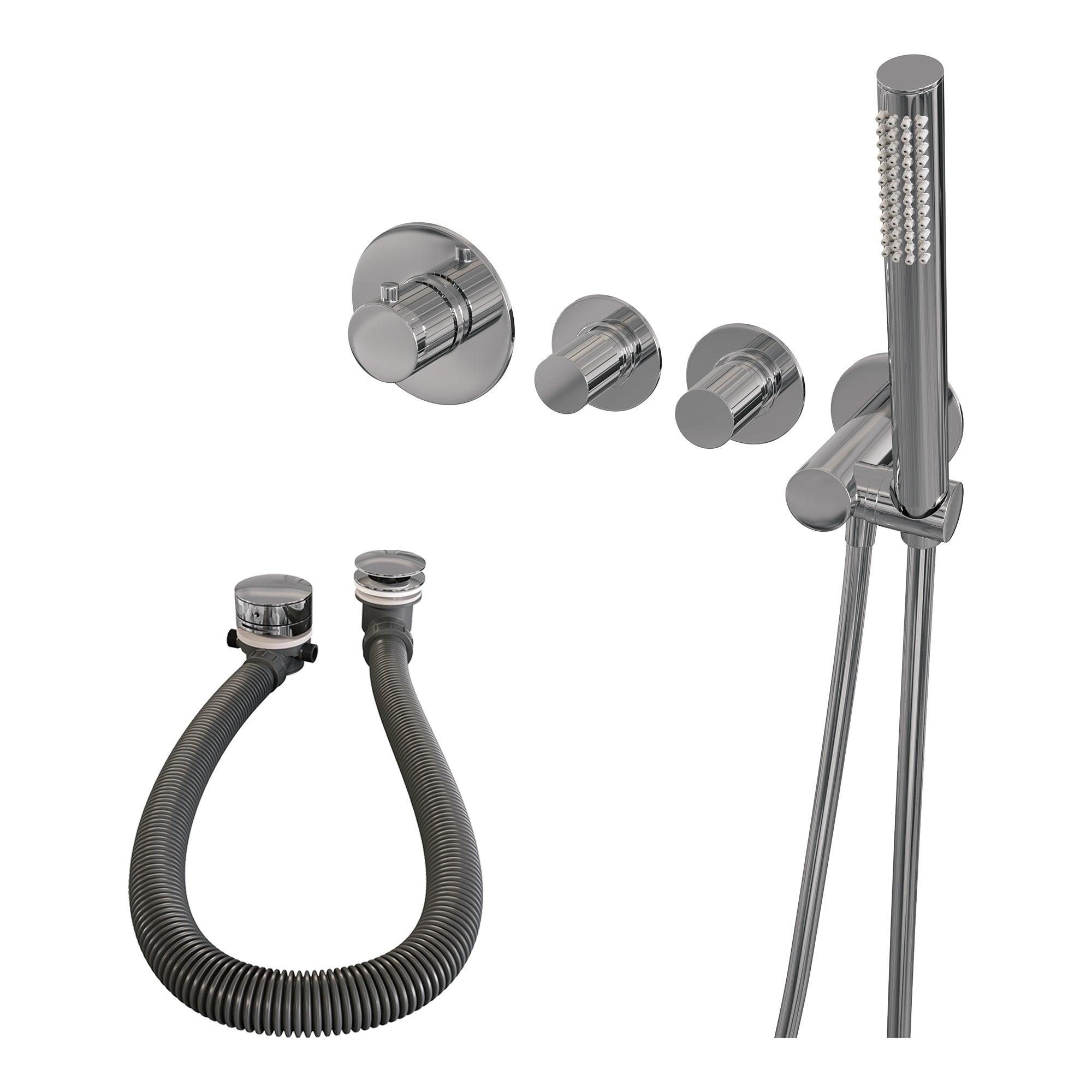 Brauer Stripe inbouw badthermostaat met badvulcombinatie - staafhanddouche - chroom