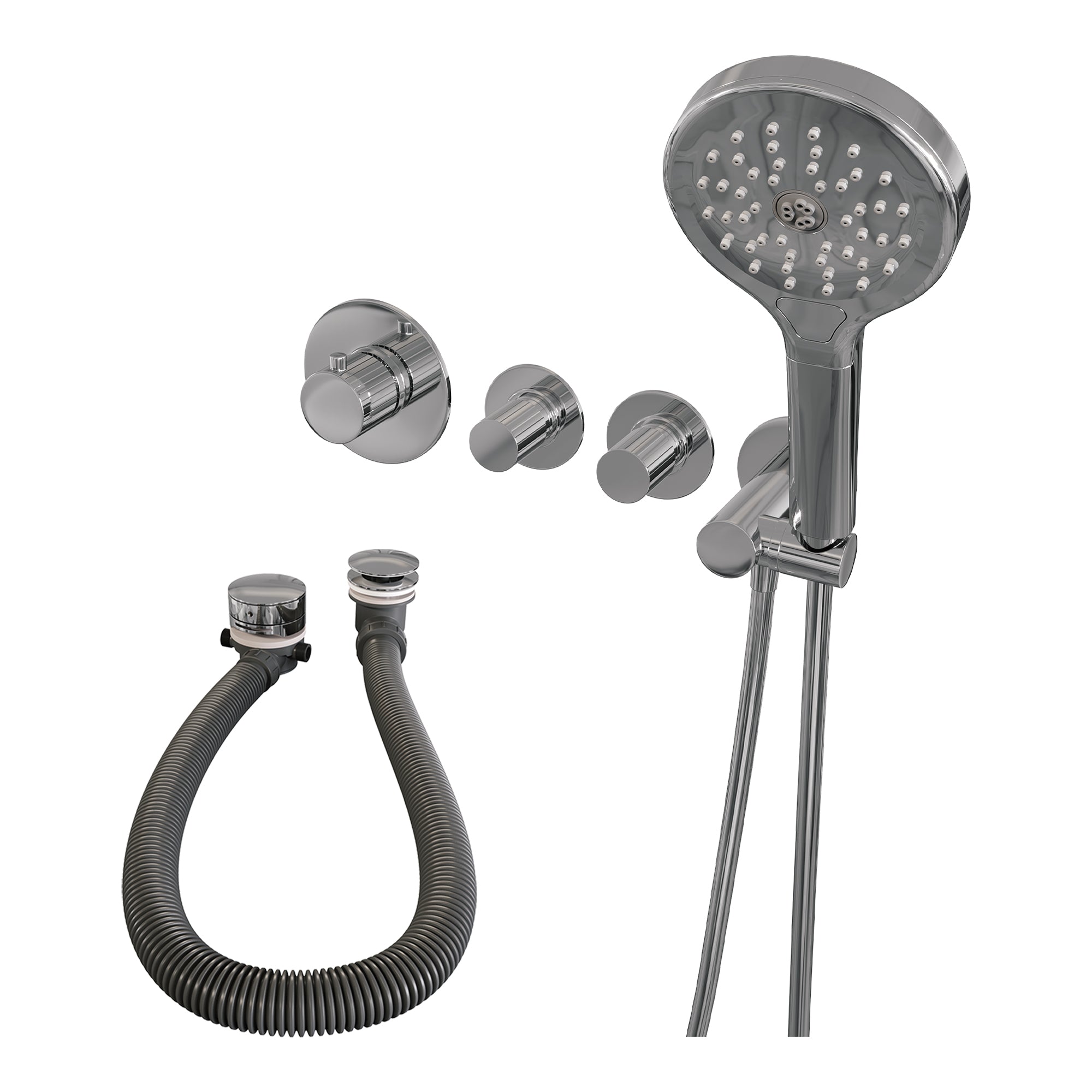 Brauer Stripe inbouw badthermostaat met badvulcombinatie - 3-standen handdouche - chroom