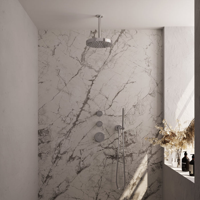 Brauer Stripe inbouw regendoucheset met 2 stopkranen  - 20cm plafondbuis - staafhanddouche - wandhouder - chroom