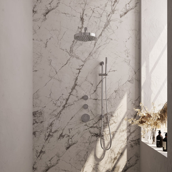 Brauer Stripe inbouw regendoucheset met 2 stopkranen - rechte wandarm - staafhanddouche - glijstang - chroom