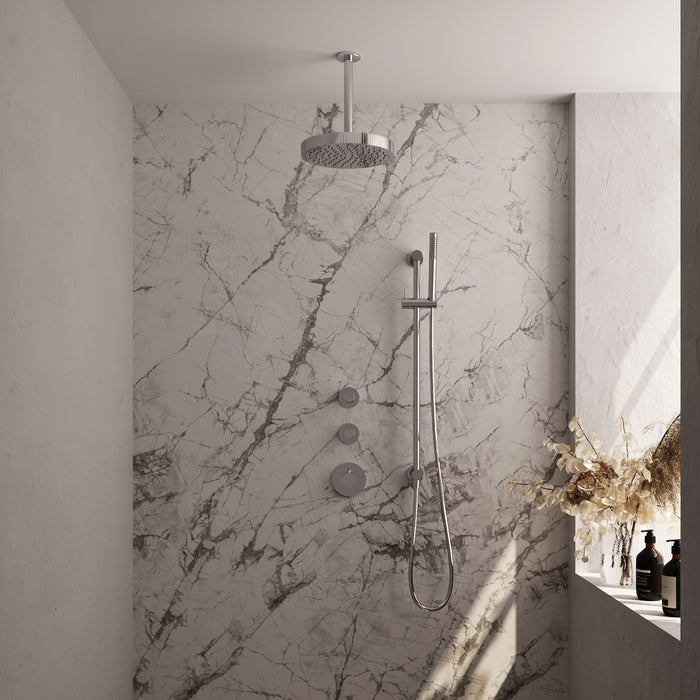 Brauer Stripe inbouw regendoucheset met 2 stopkranen  - 20cm plafondbuis - staafhanddouche - glijstang - chroom