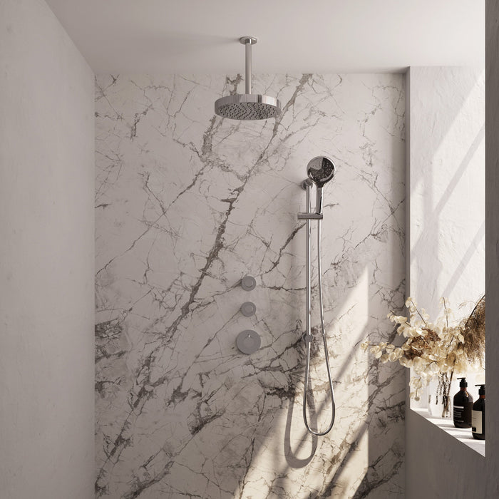 Brauer Stripe inbouw regendoucheset met 2 stopkranen  - 20cm plafondbuis - 3-standen handdouche - glijstang - chroom