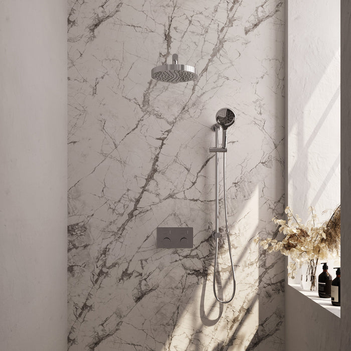 Brauer Stripe inbouw regendoucheset met drukknoppen - rechte wandarm - 3-standen handdouche - glijstang - chroom