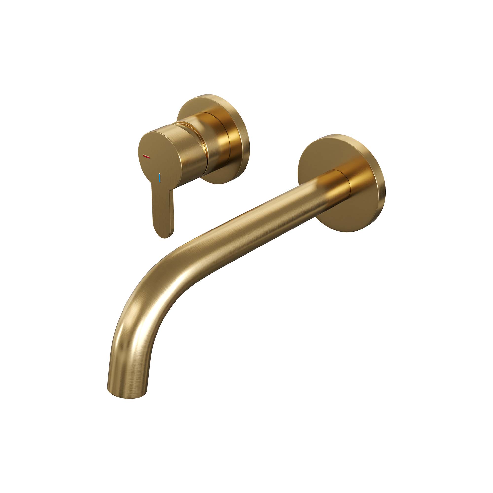 Brauer Edition inbouw wastafelkraan - gebogen uitloop - rozetten - hendel 4 links - Geborsteld Goud PVD
