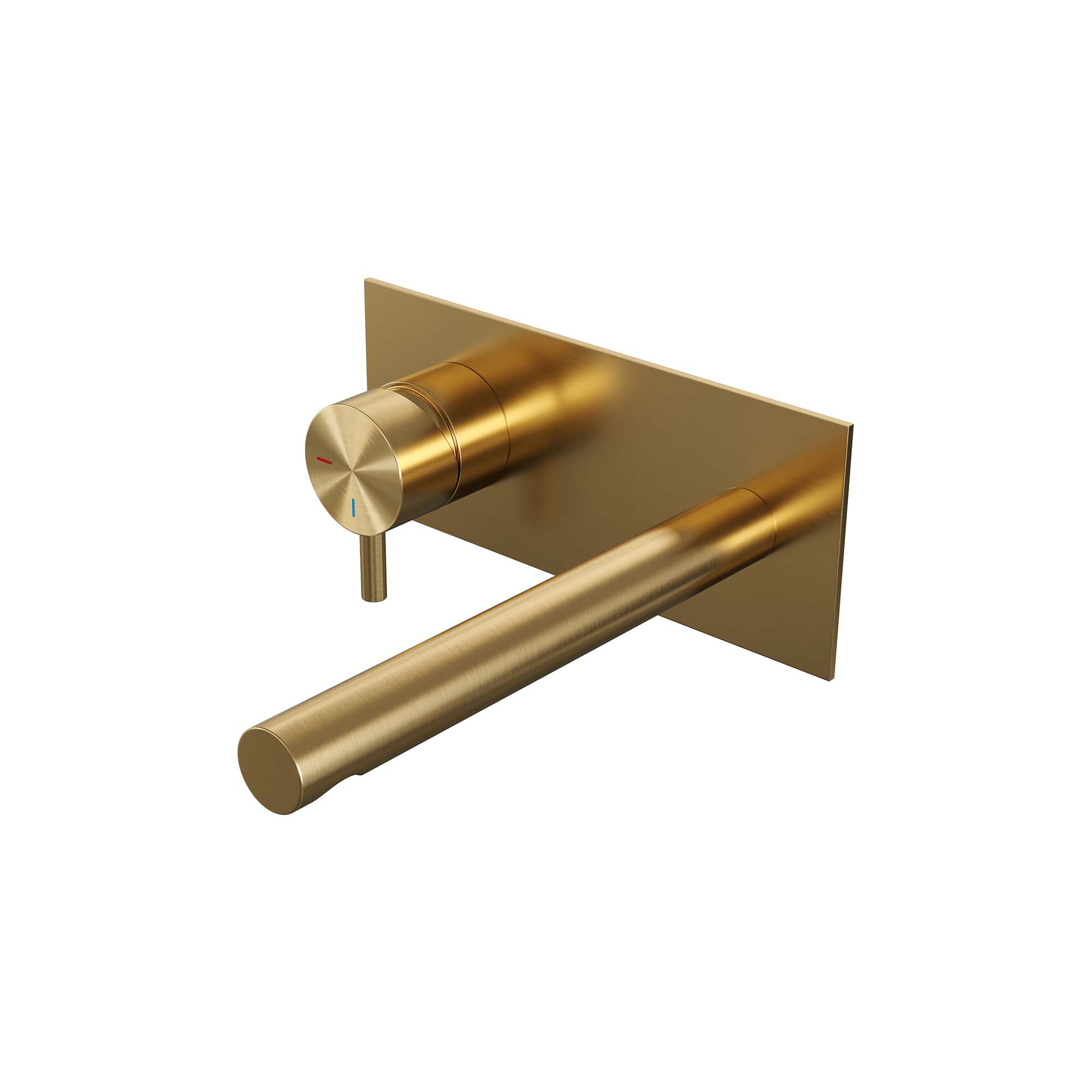 Brauer Edition inbouw wastafelkraan - rechte uitloop - achterplaat - hendel 5 links - Geborsteld Goud PVD