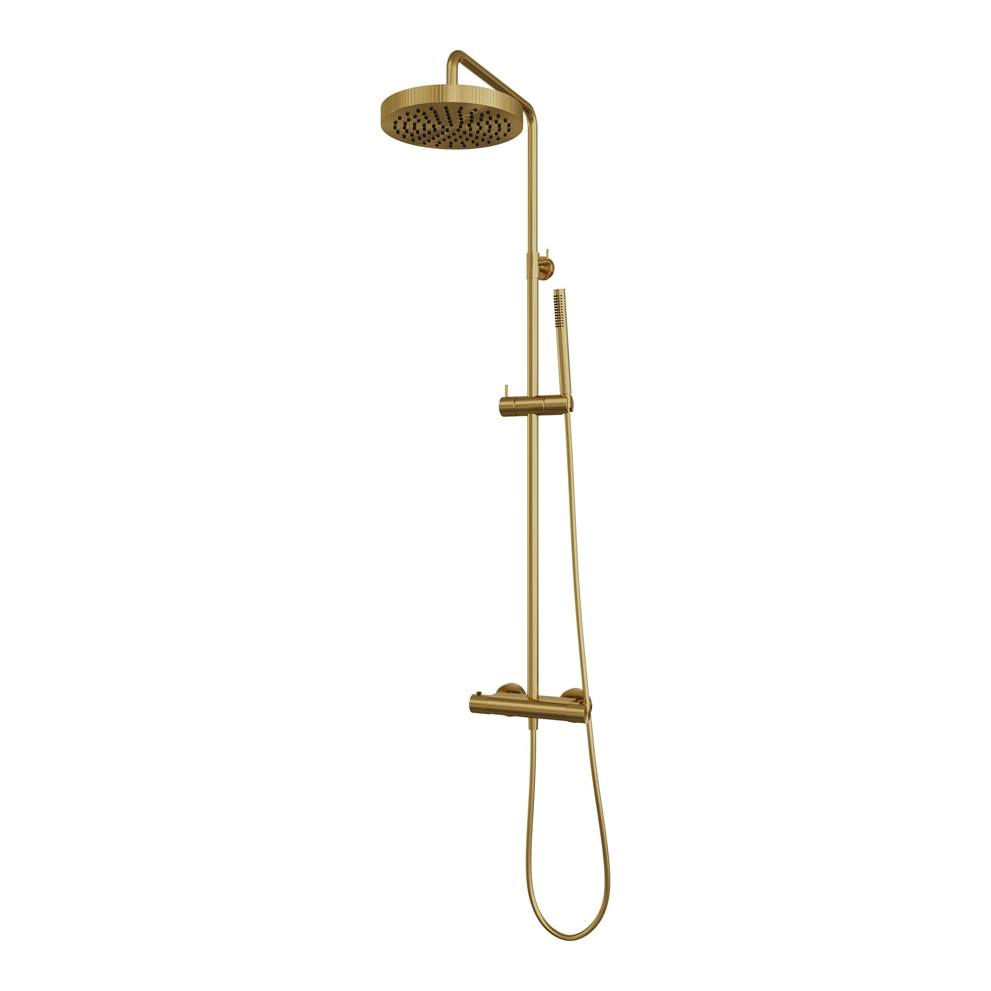 Brauer Stripe opbouw regendoucheset - staafhanddouche - Geborsteld Goud PVD
