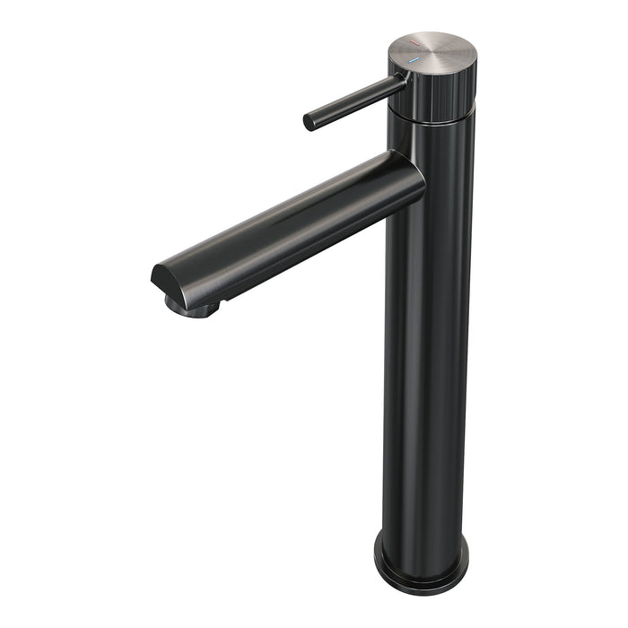Brauer Stripe wastafelkraan verhoogd - Geborsteld Gunmetal PVD