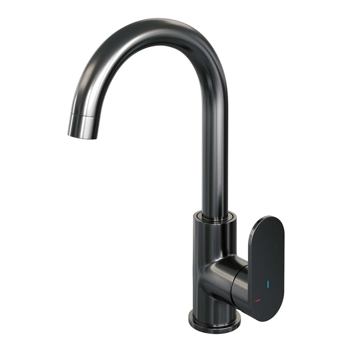 Brauer Edition wastafelkraan hoog - hendel 3 - Geborsteld Gunmetal PVD