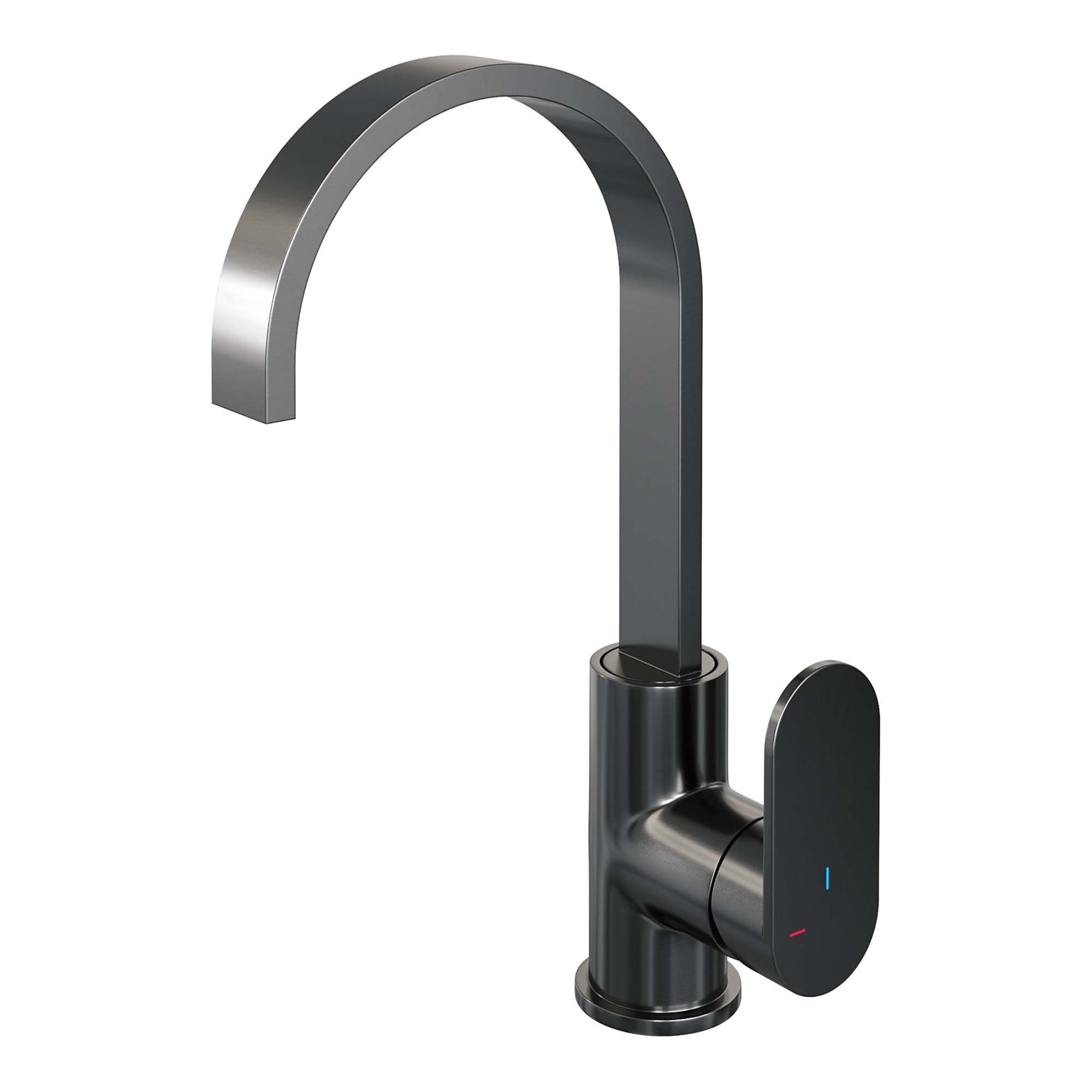 Brauer Edition wastafelkraan hoog cascade - hendel 3 - Geborsteld Gunmetal PVD