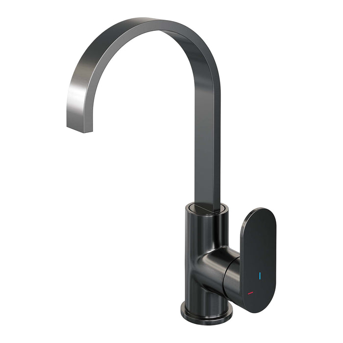 Brauer Edition wastafelkraan hoog cascade - hendel 3 - Geborsteld Gunmetal PVD