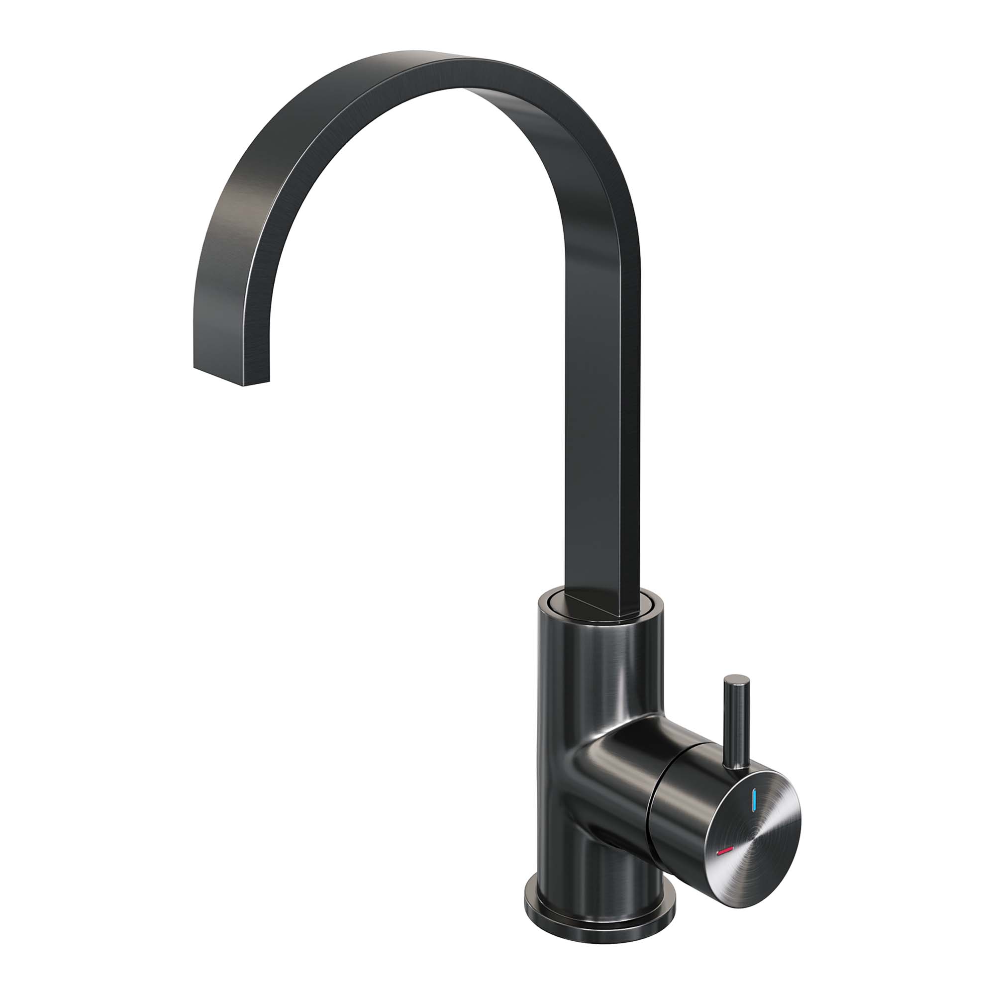 Brauer Edition wastafelkraan hoog cascade - hendel 5 - Geborsteld Gunmetal PVD