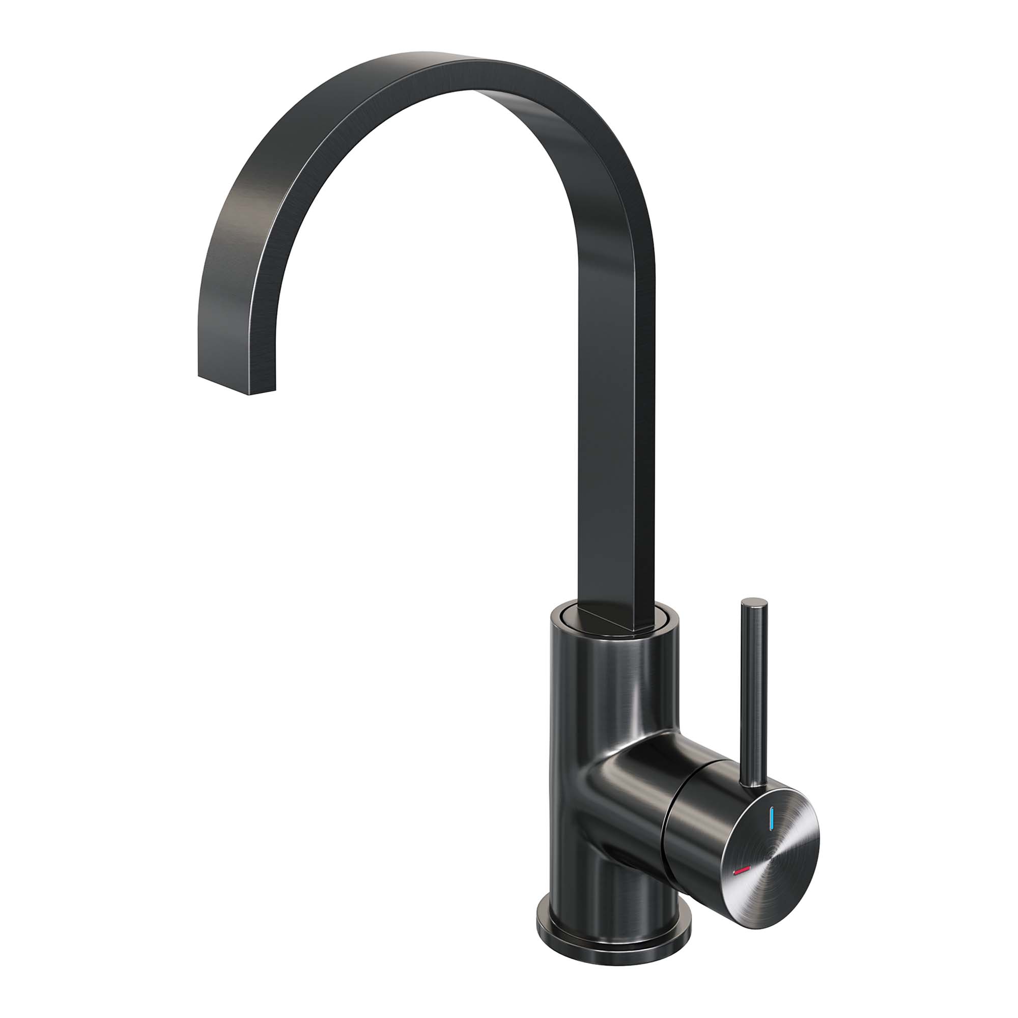 Brauer Edition wastafelkraan hoog cascade - hendel 1 - Geborsteld Gunmetal PVD