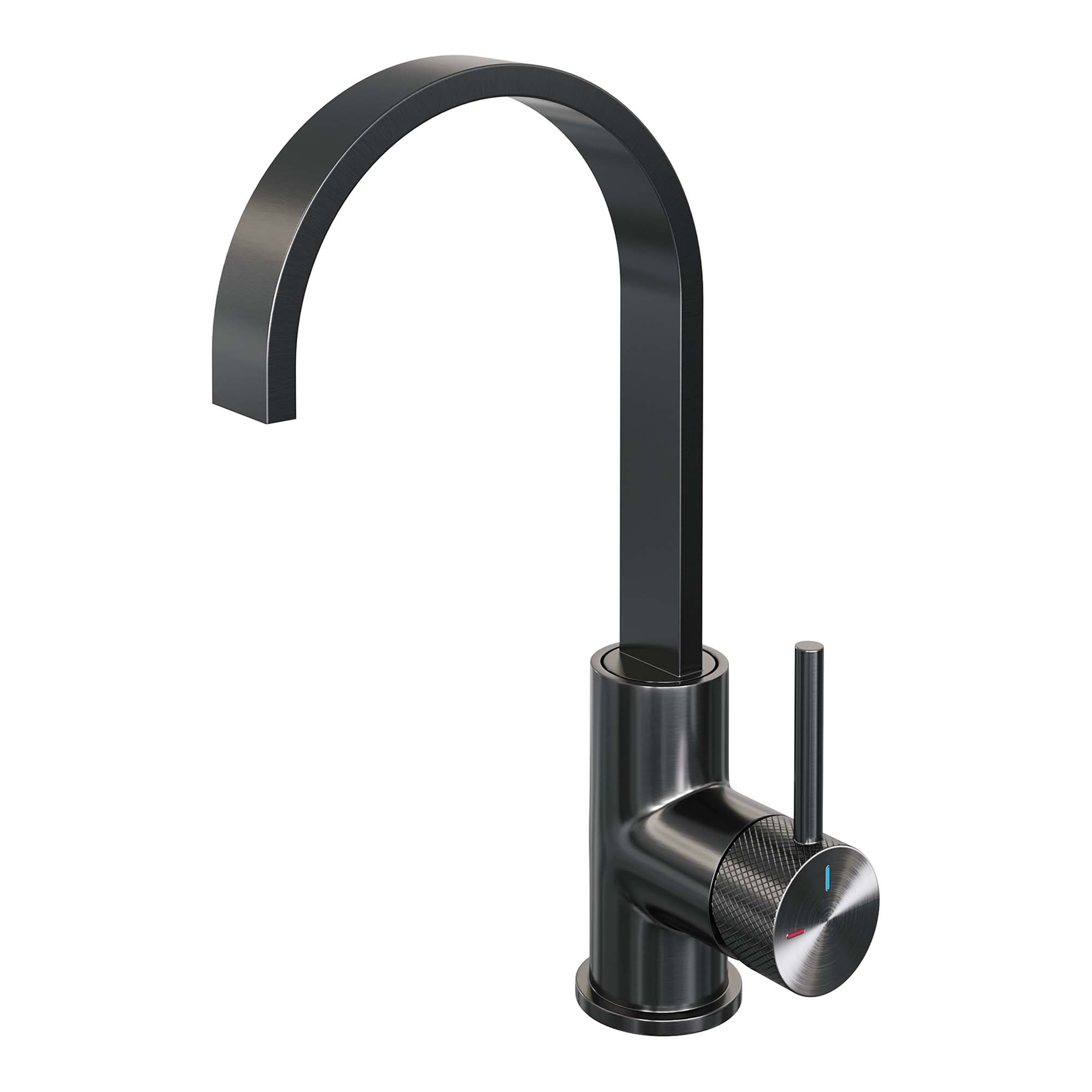 Brauer Carving wastafelkraan hoog cascade - hendel 1 - Geborsteld Gunmetal PVD