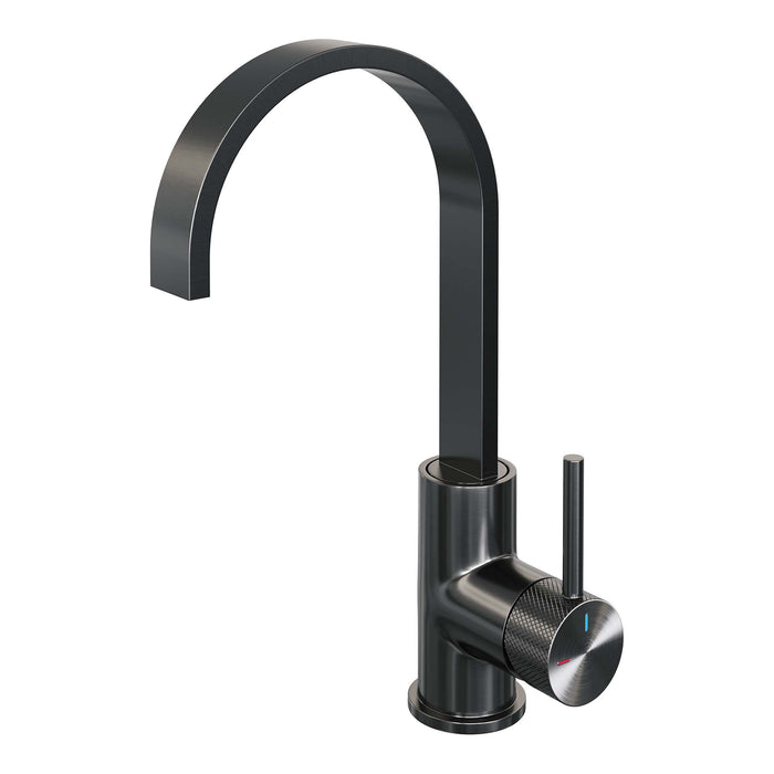 Brauer Carving wastafelkraan hoog cascade - hendel 1 - Geborsteld Gunmetal PVD