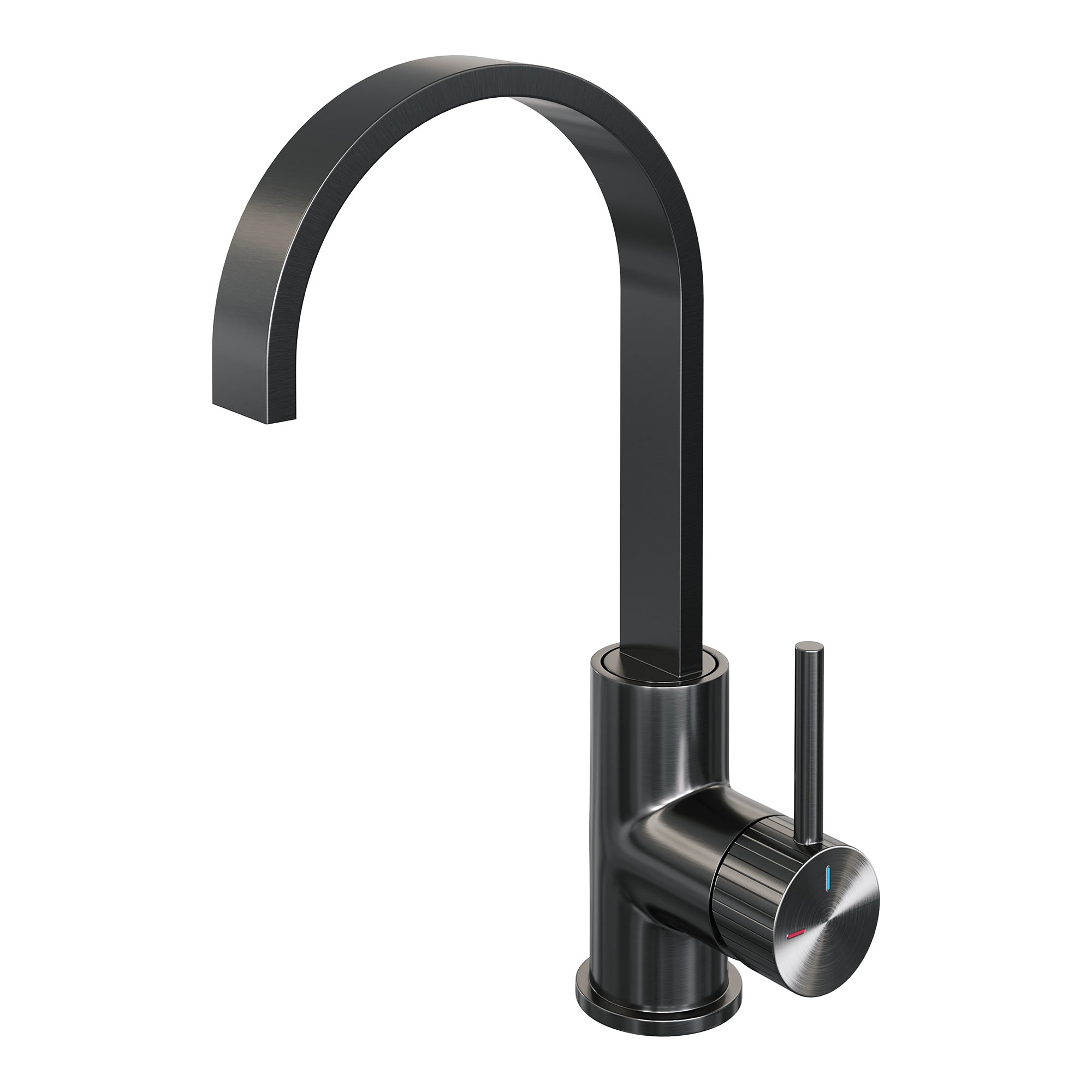 Brauer Stripe wastafelkraan hoog cascade - Geborsteld Gunmetal PVD