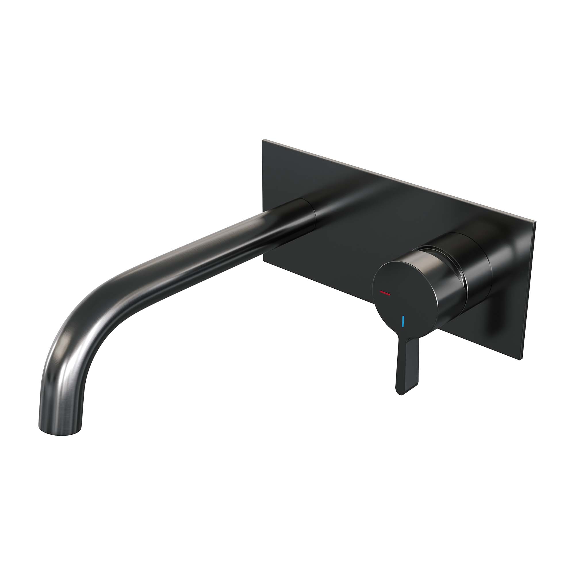 Brauer Edition inbouw wastafelkraan - gebogen uitloop - achterplaat - hendel 2 rechts - Geborsteld Gunmetal PVD