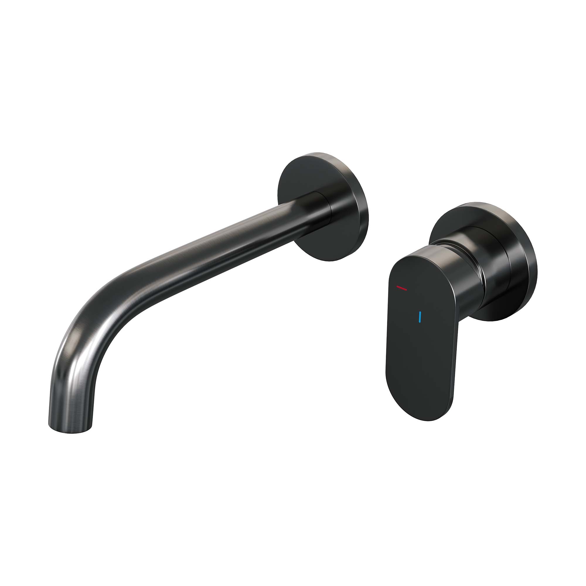 Brauer Edition inbouw wastafelkraan - gebogen uitloop - rozetten - hendel 3 rechts - Geborsteld Gunmetal PVD