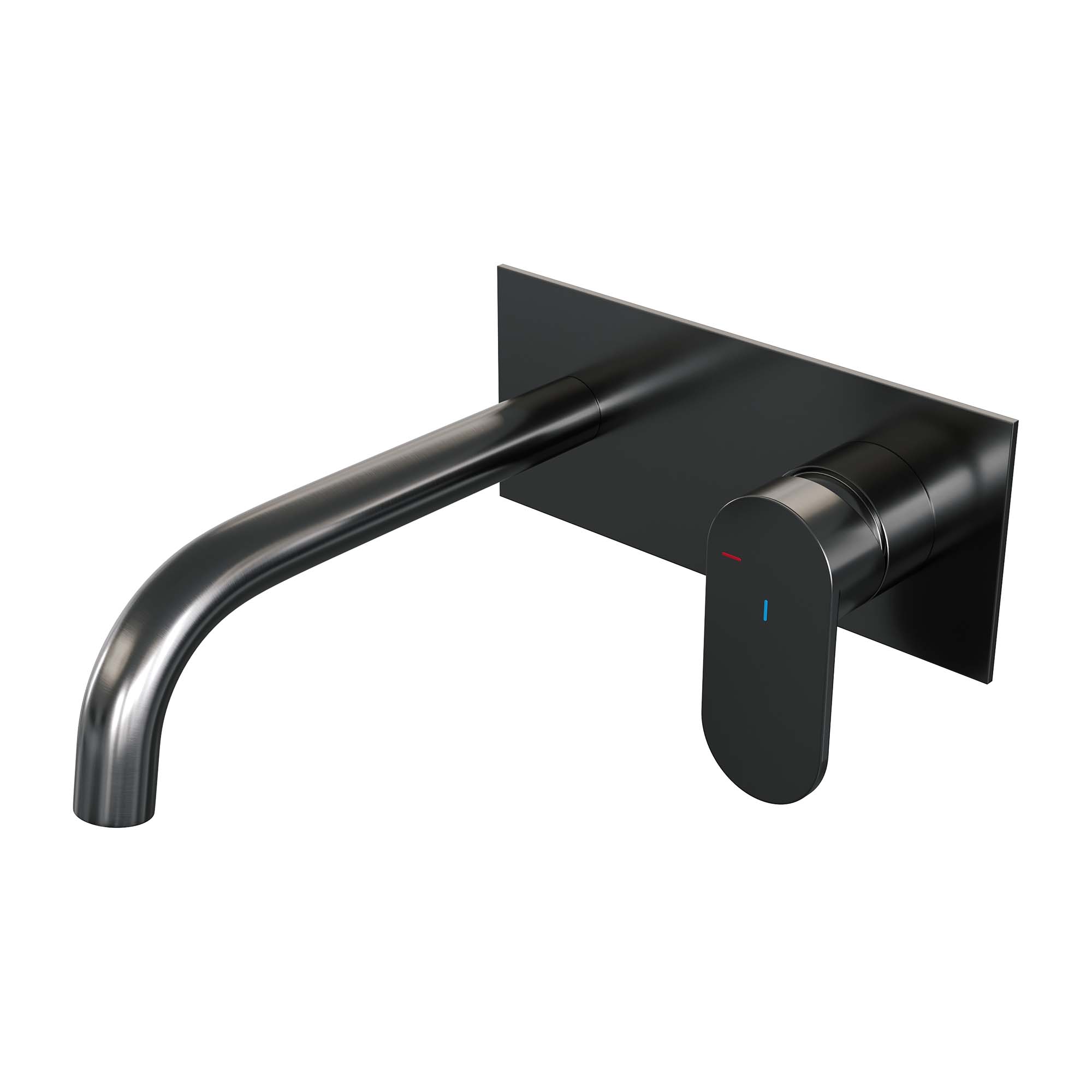 Brauer Edition inbouw wastafelkraan - gebogen uitloop - achterplaat - hendel 3 rechts - Geborsteld Gunmetal PVD