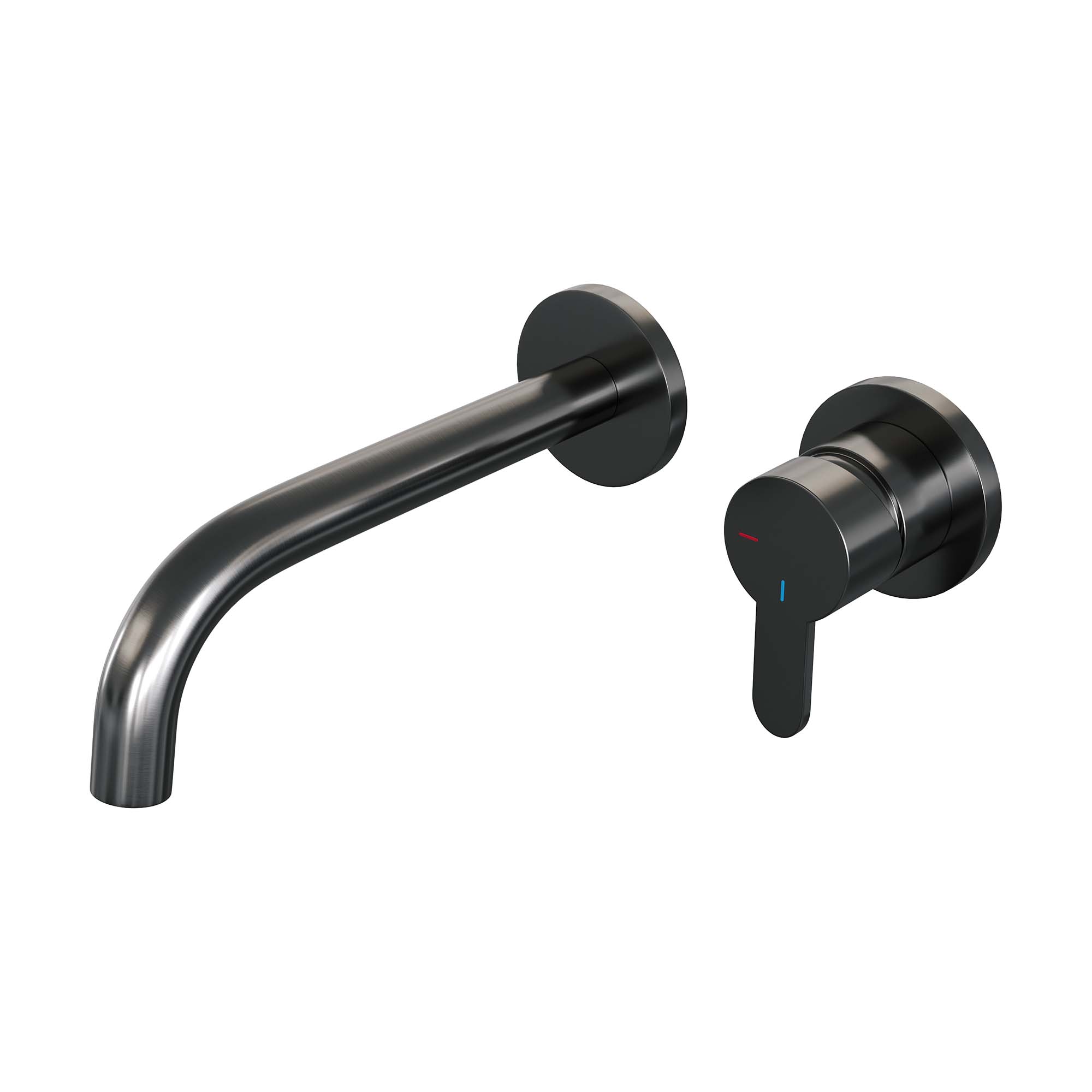 Brauer Edition inbouw wastafelkraan - gebogen uitloop - rozetten - hendel 4 rechts - Geborsteld Gunmetal PVD