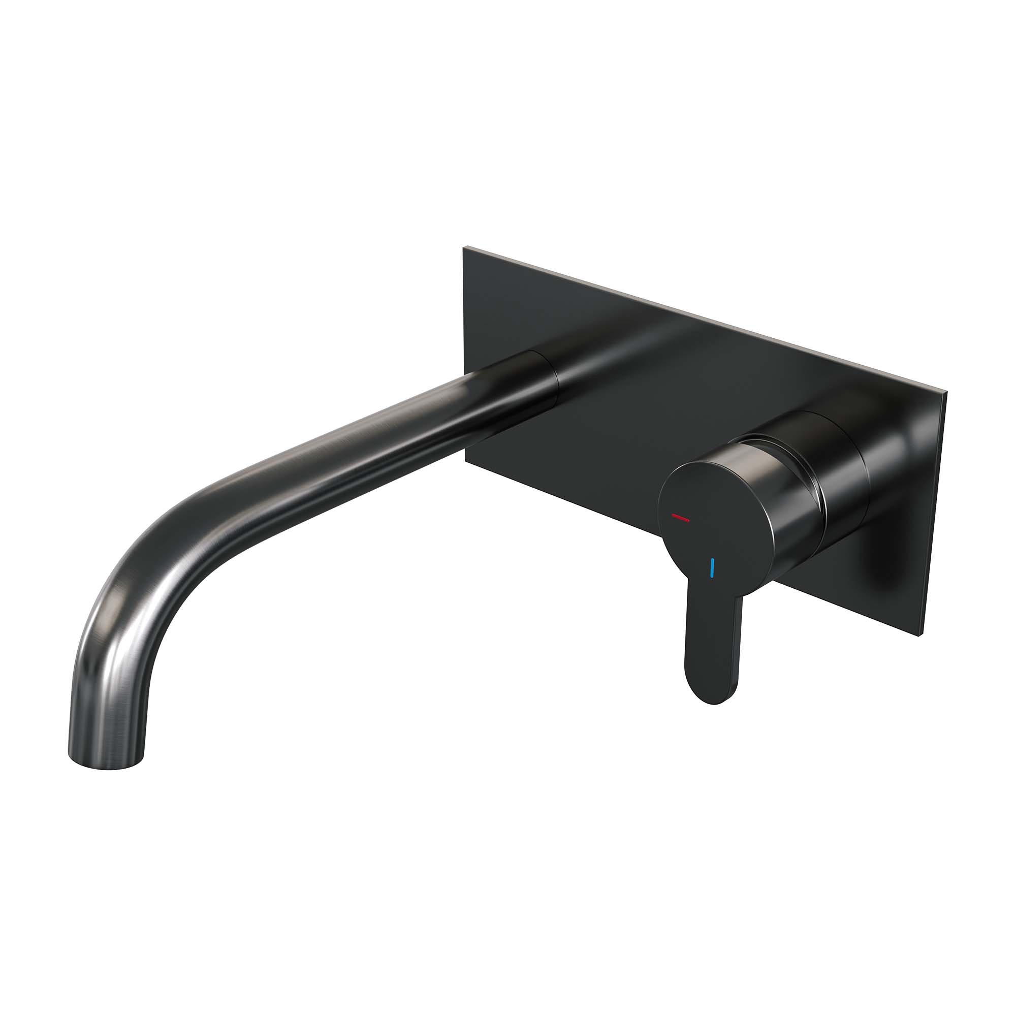 Brauer Edition inbouw wastafelkraan - gebogen uitloop - achterplaat - hendel 4 rechts - Geborsteld Gunmetal PVD