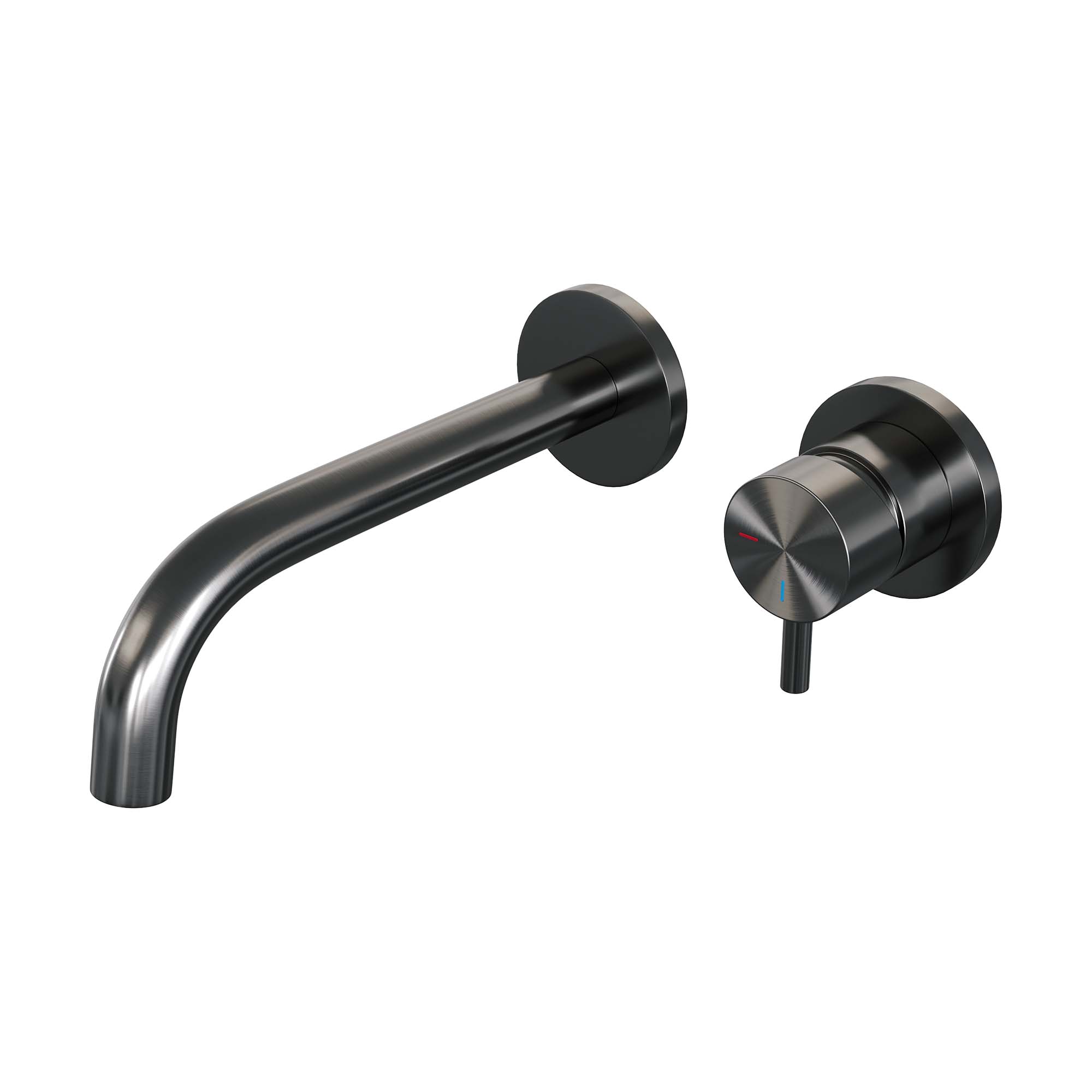 Brauer Edition inbouw wastafelkraan - gebogen uitloop - rozetten - hendel 5 rechts - Geborsteld Gunmetal PVD