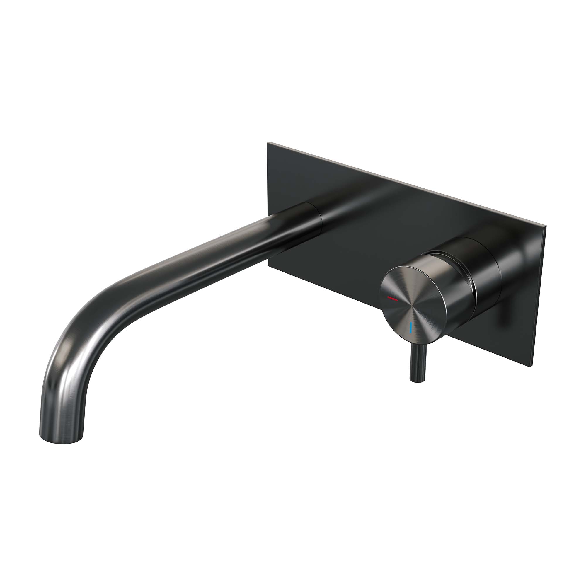 Brauer Edition inbouw wastafelkraan - gebogen uitloop - achterplaat - hendel 5 rechts - Geborsteld Gunmetal PVD