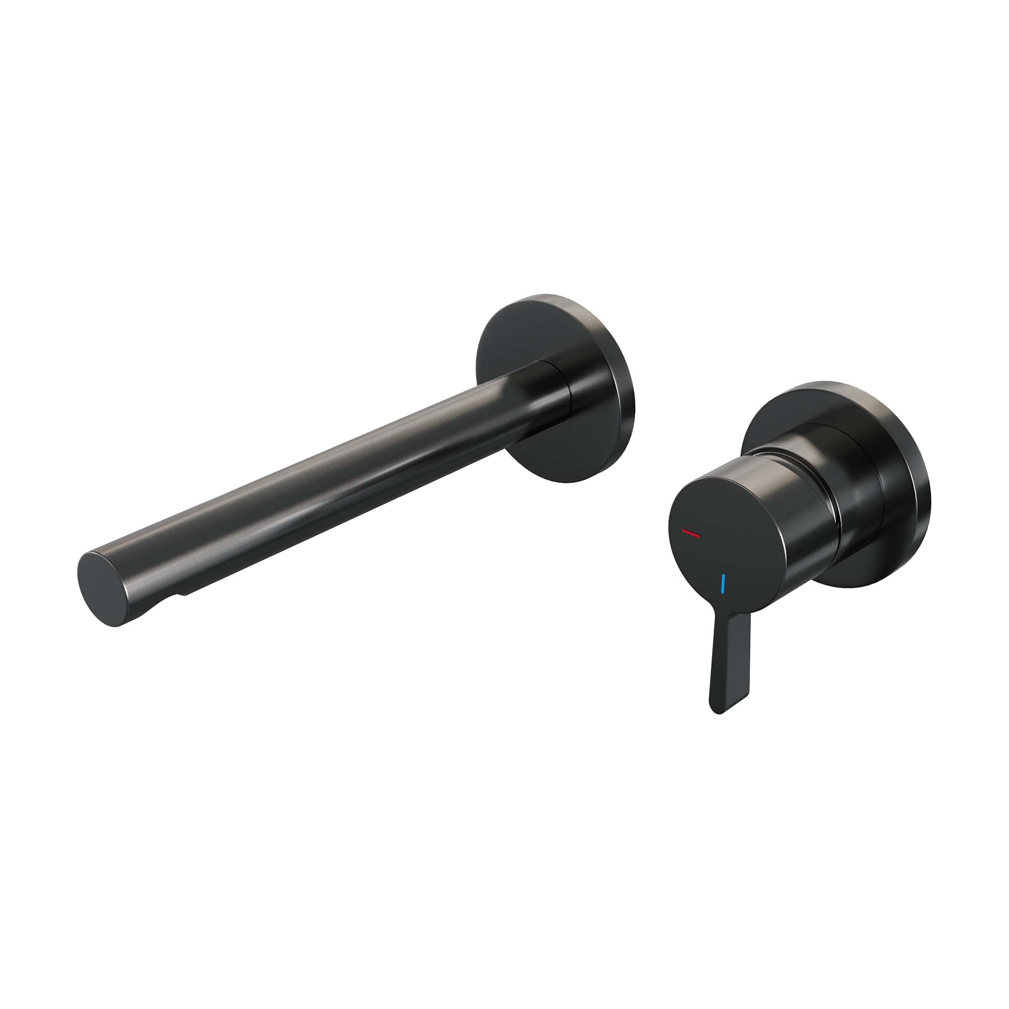 Brauer Edition inbouw wastafelkraan - rechte uitloop - rozetten - hendel 2 rechts - Geborsteld Gunmetal PVD