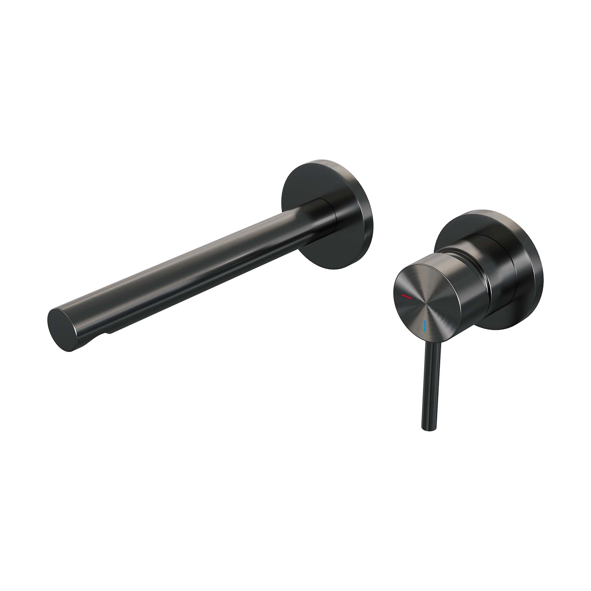 Brauer Edition inbouw wastafelkraan - rechte uitloop - rozetten - hendel 1 rechts - Geborsteld Gunmetal PVD