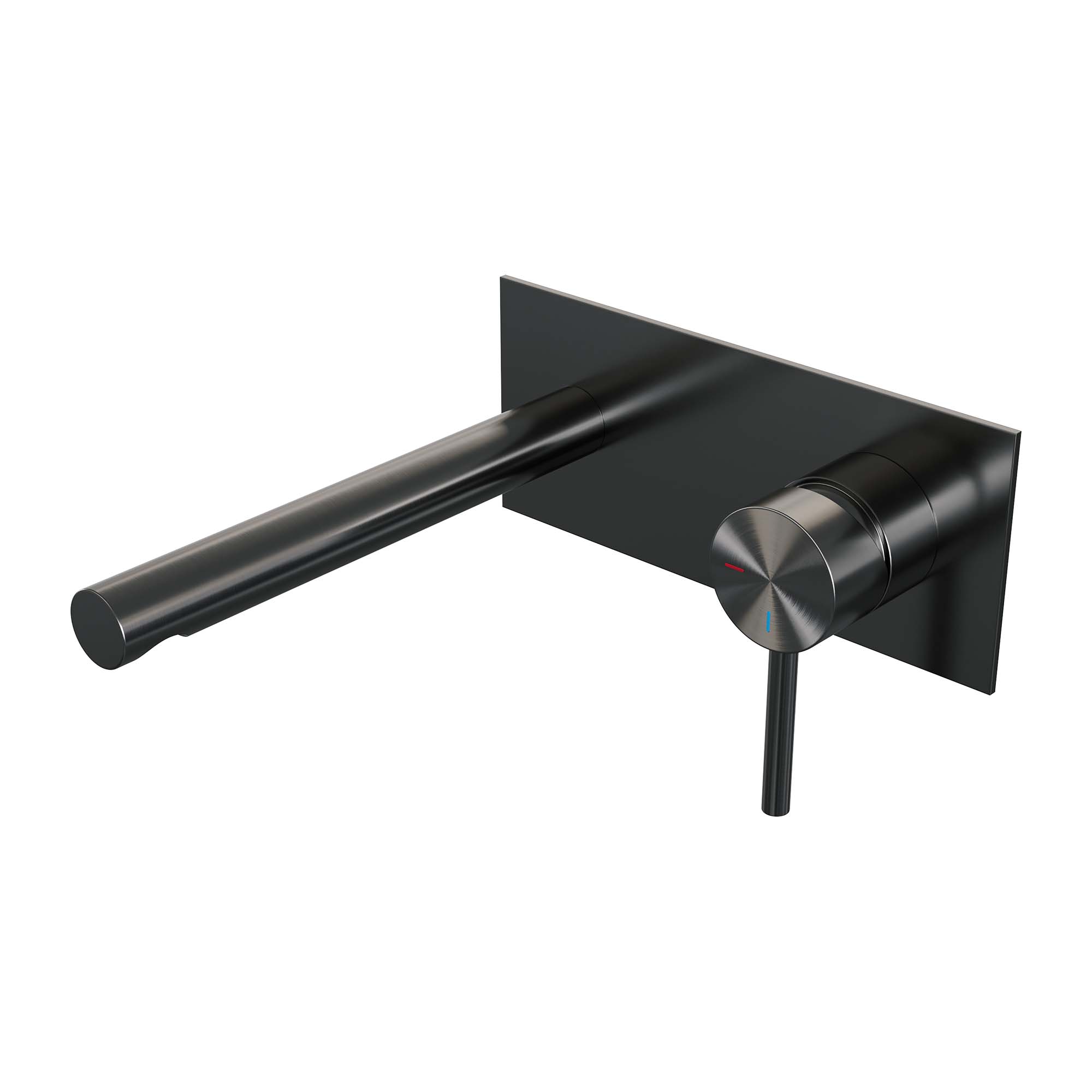 Brauer Edition inbouw wastafelkraan - rechte uitloop - achterplaat - hendel 1 rechts - Geborsteld Gunmetal PVD
