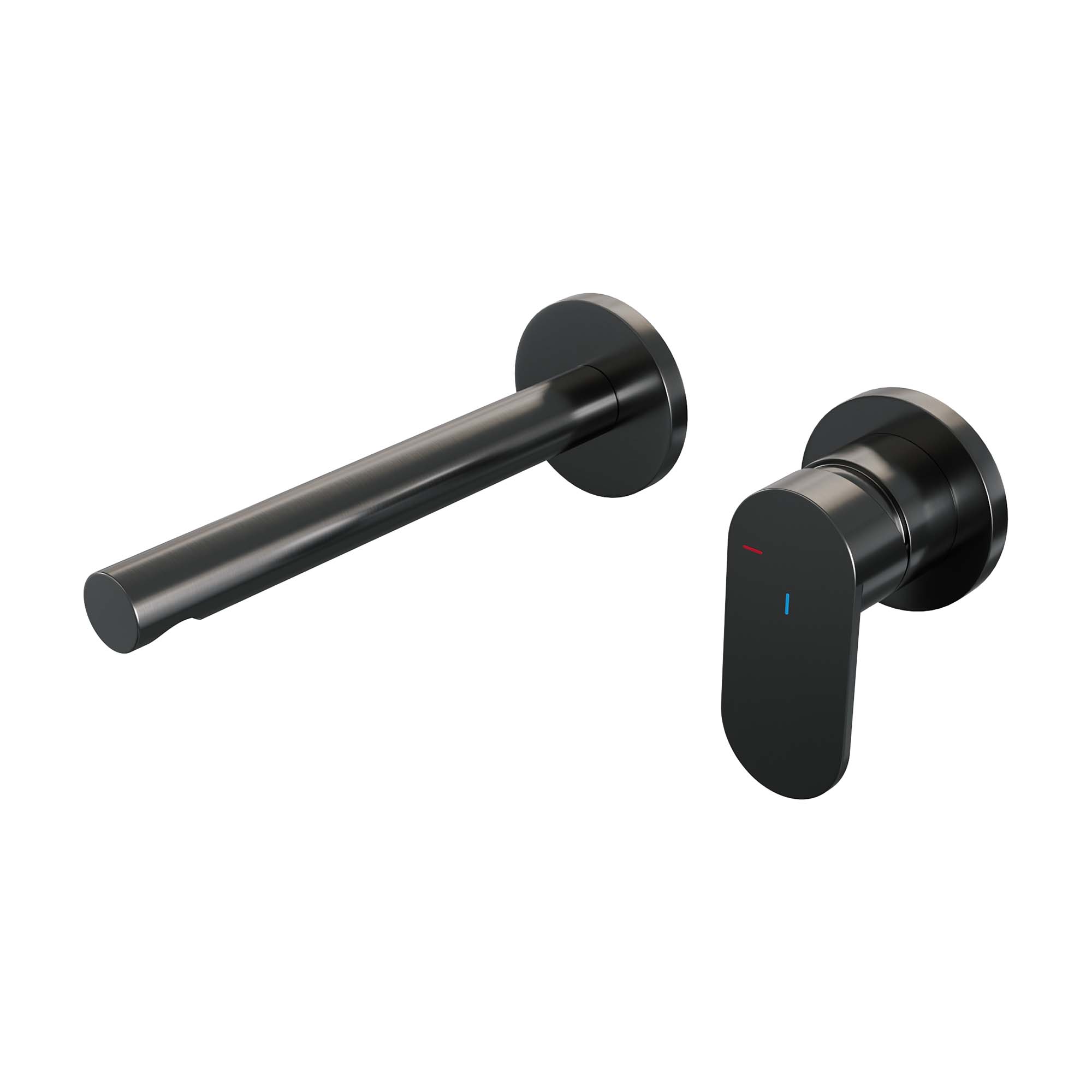 Brauer Edition inbouw wastafelkraan - rechte uitloop - rozetten - hendel 3 rechts - Geborsteld Gunmetal PVD