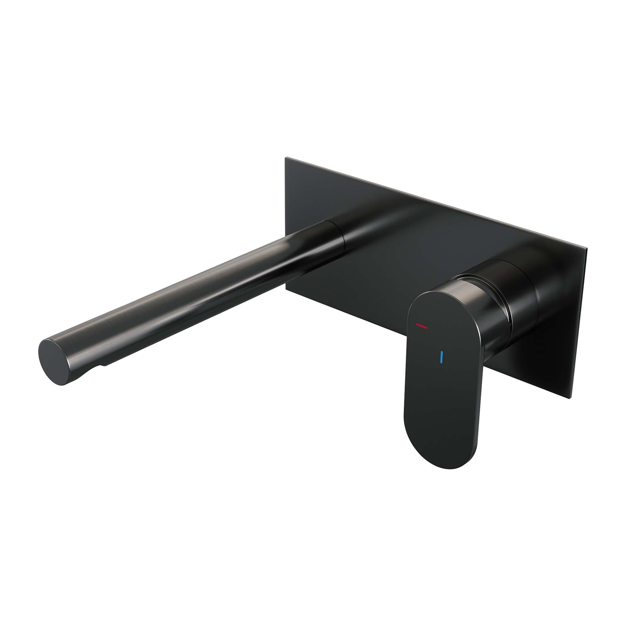Brauer Edition inbouw wastafelkraan - rechte uitloop - achterplaat - hendel 3 rechts - Geborsteld Gunmetal PVD
