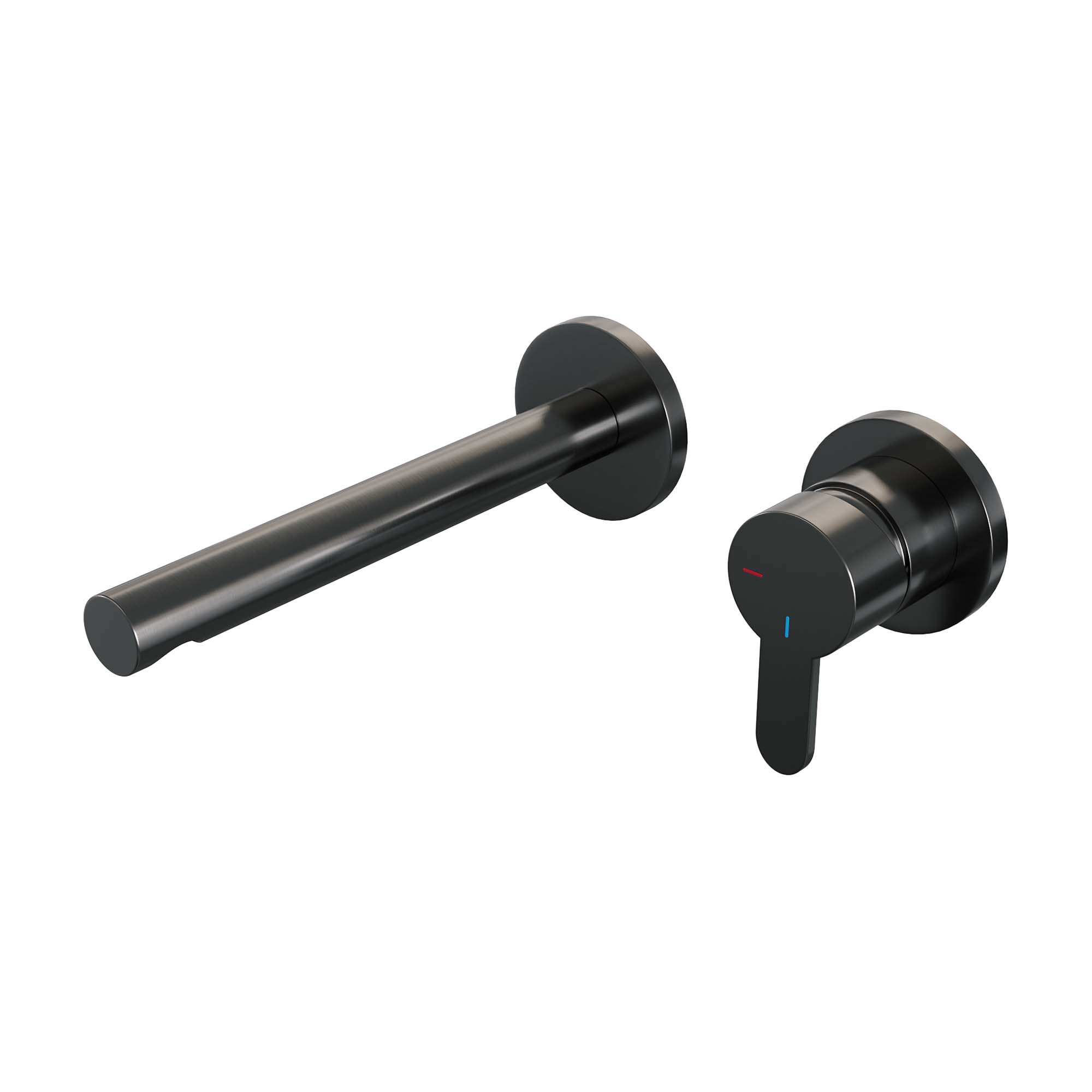 Brauer Edition inbouw wastafelkraan - rechte uitloop - rozetten - hendel 4 rechts - Geborsteld Gunmetal PVD