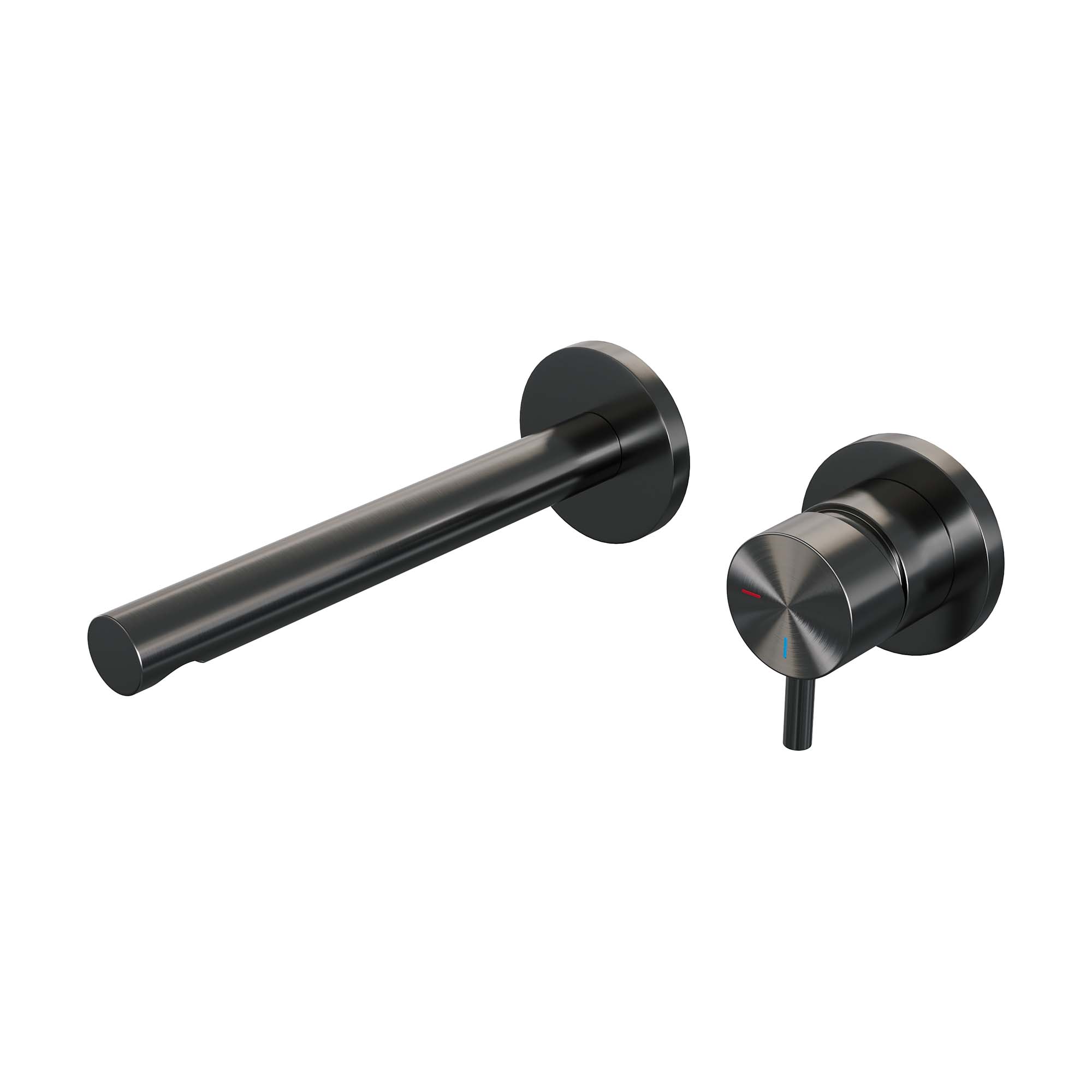 Brauer Edition inbouw wastafelkraan - rechte uitloop - rozetten - hendel 5 rechts - Geborsteld Gunmetal PVD