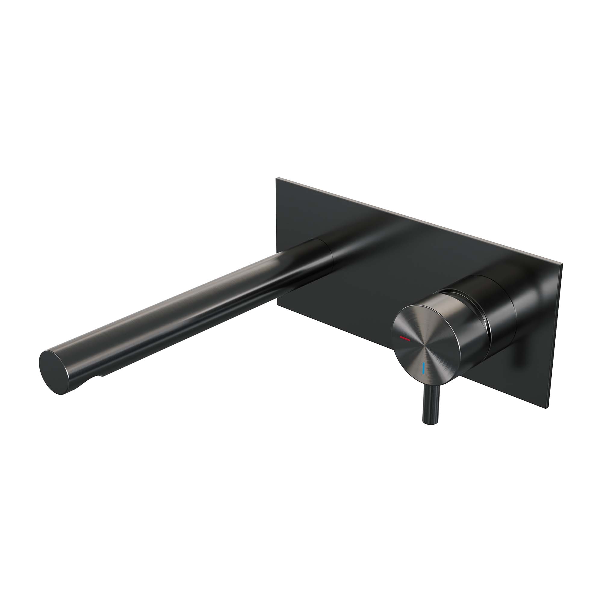 Brauer Edition inbouw wastafelkraan - rechte uitloop - achterplaat - hendel 5 rechts - Geborsteld Gunmetal PVD