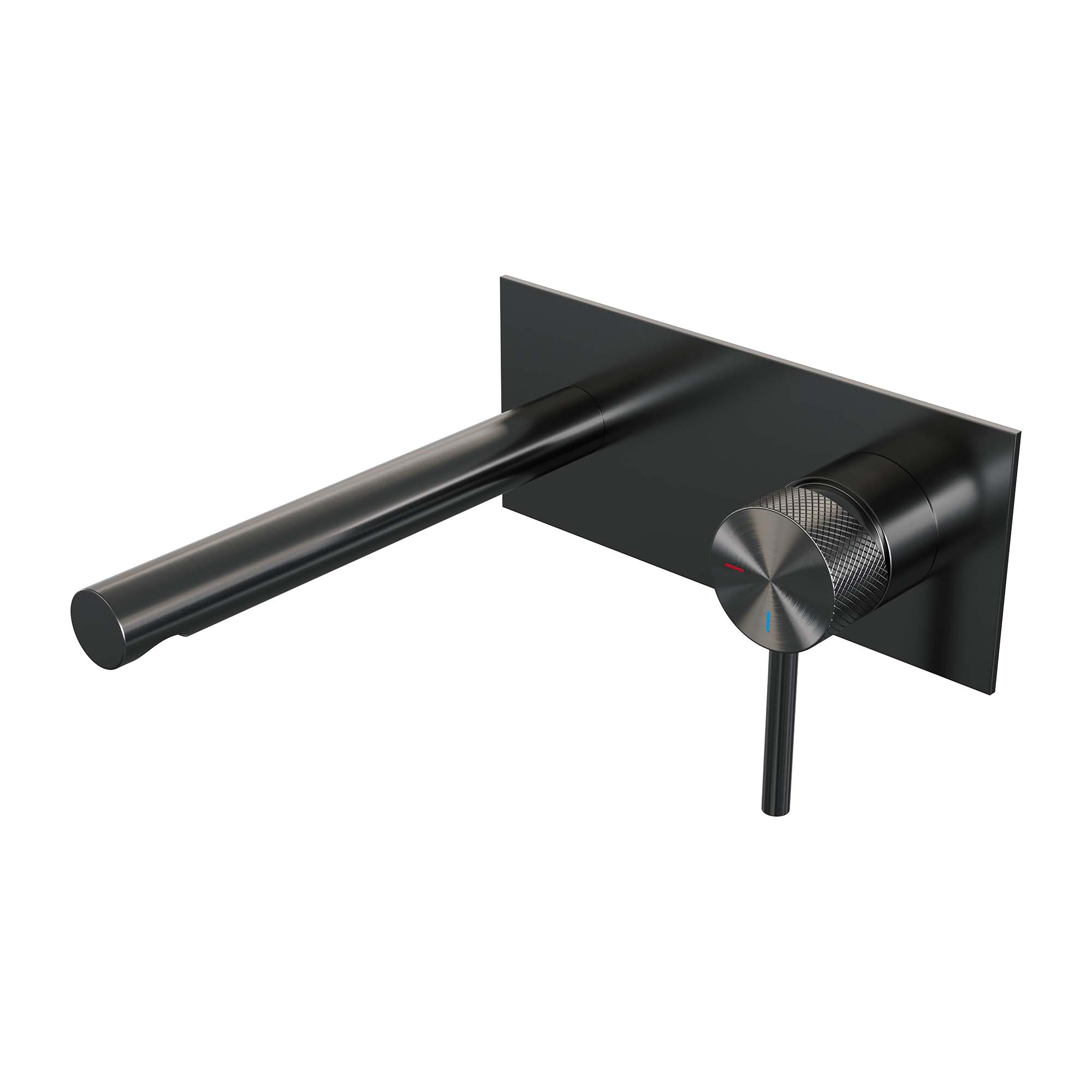 Brauer Carving inbouw wastafelkraan - rechte uitloop - achterplaat - hendel 1 rechts - Geborsteld Gunmetal PVD