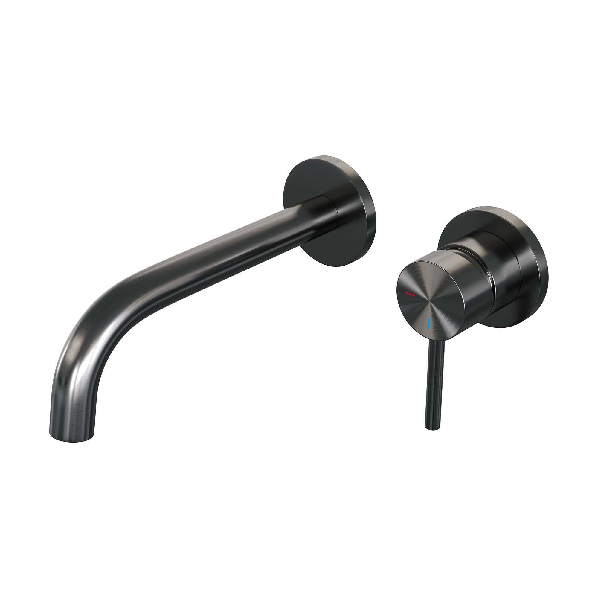 Brauer Edition inbouw wastafelkraan - gebogen uitloop - rozetten - hendel 1 rechts - Geborsteld Gunmetal PVD