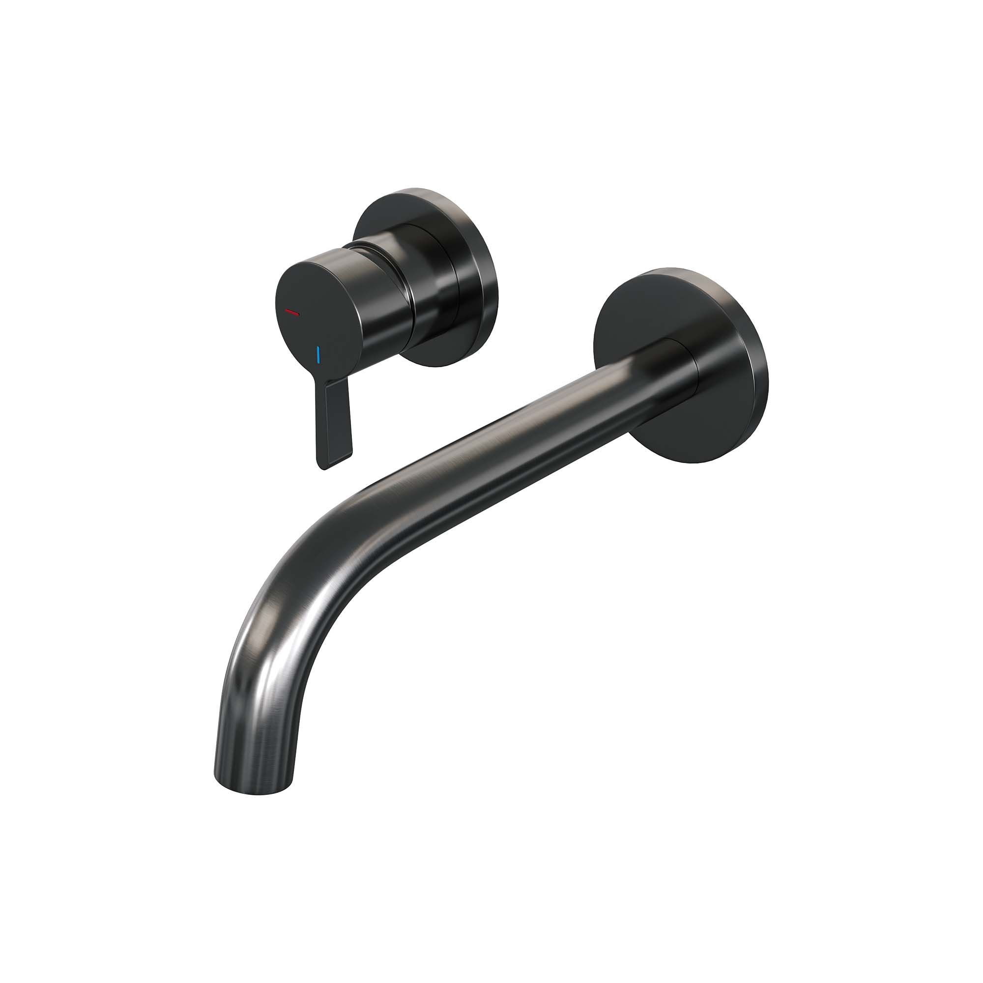 Brauer Edition inbouw wastafelkraan - gebogen uitloop - rozetten - hendel 2 links - Geborsteld Gunmetal PVD