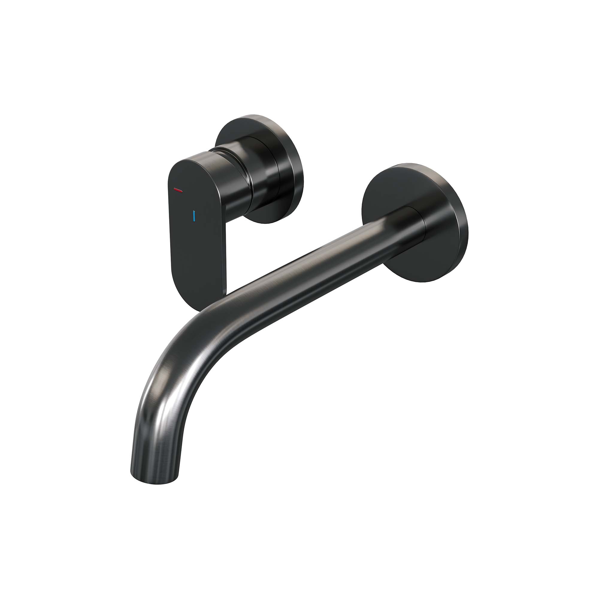 Brauer Edition inbouw wastafelkraan - gebogen uitloop - rozetten - hendel 3 links - Geborsteld Gunmetal PVD