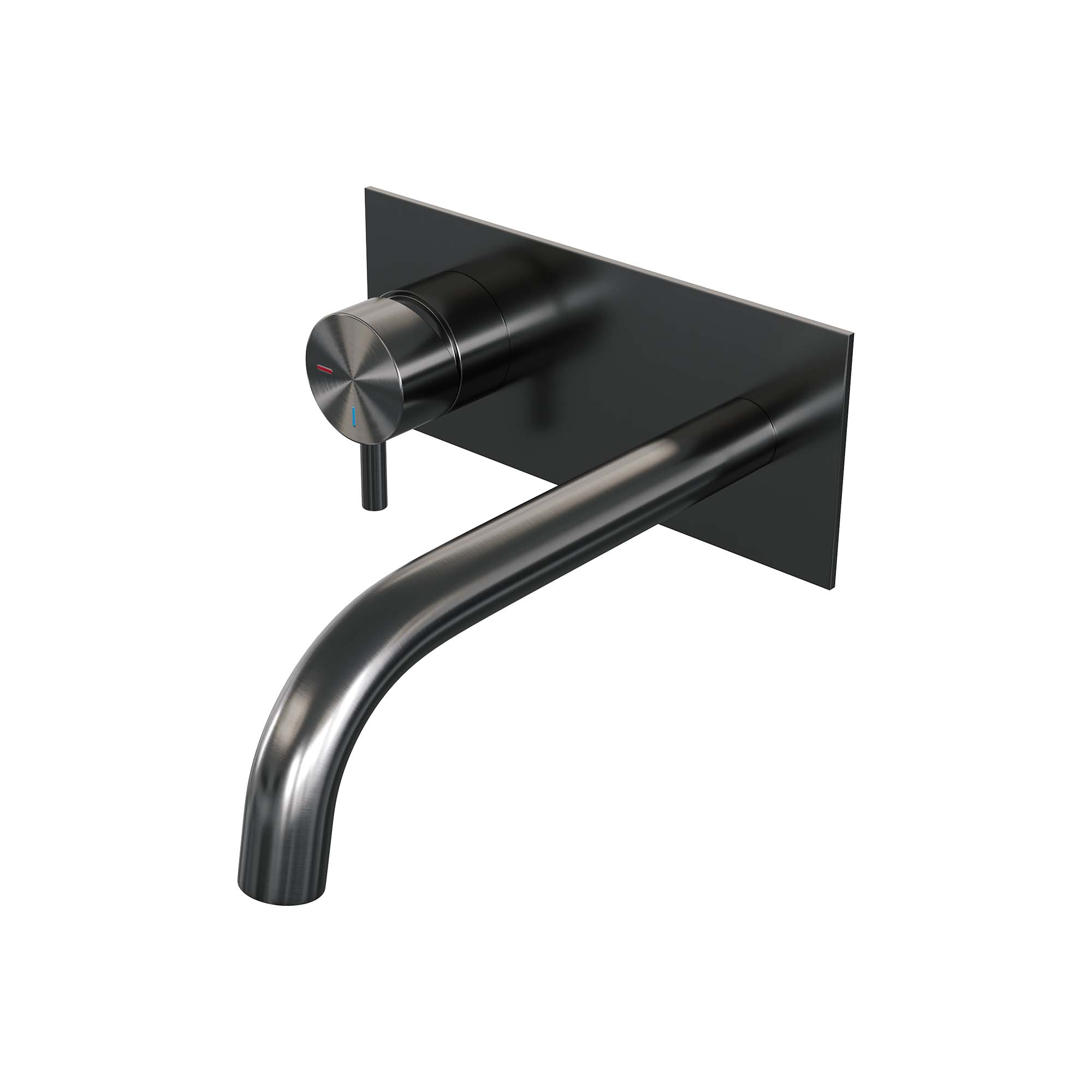Brauer Edition inbouw wastafelkraan - gebogen uitloop - achterplaat - hendel 5 links - Geborsteld Gunmetal PVD